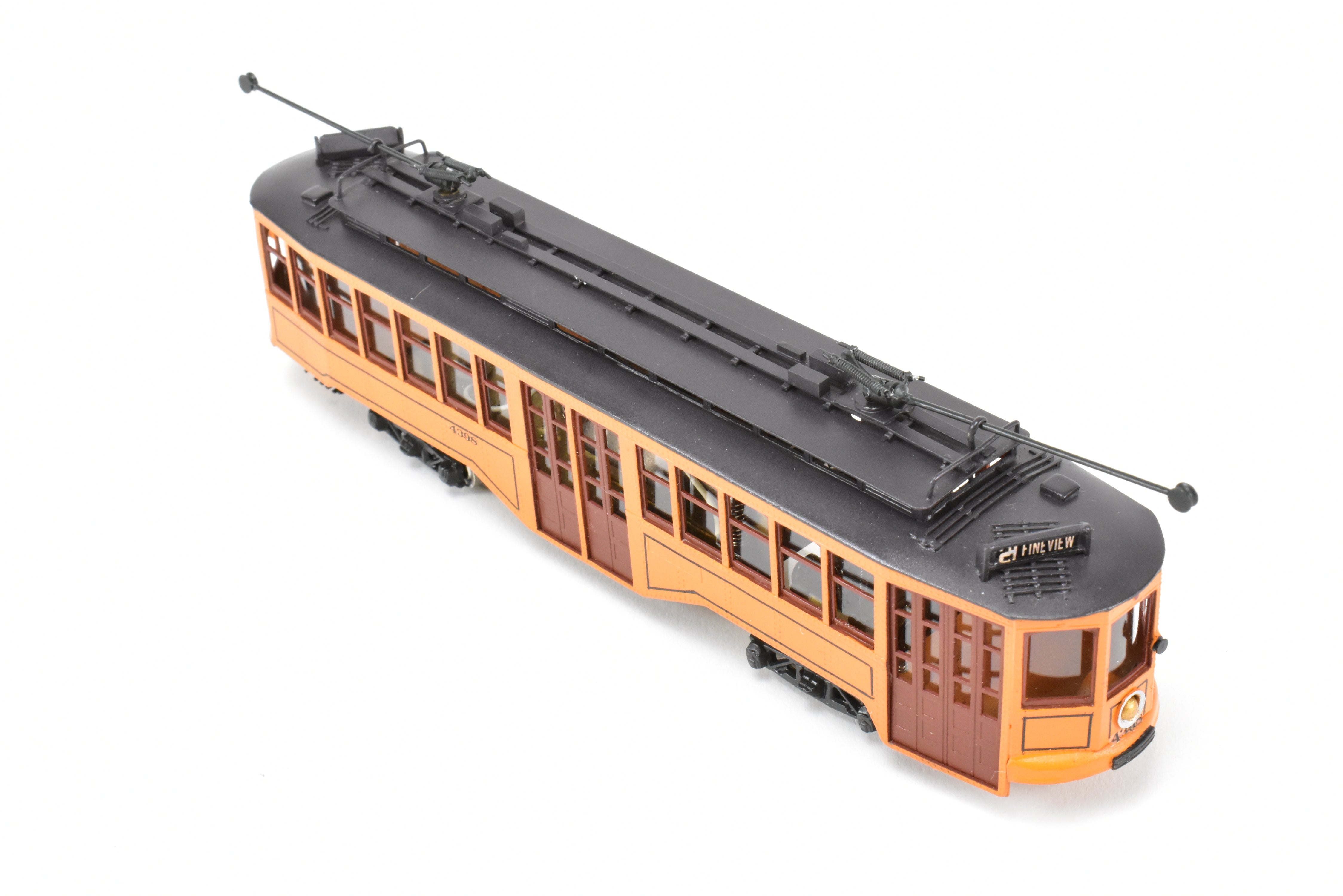 HO Scale Brass Custom-Painted Double-Ended Pittsburgh Railway Co. Jones Trolley Car #4398