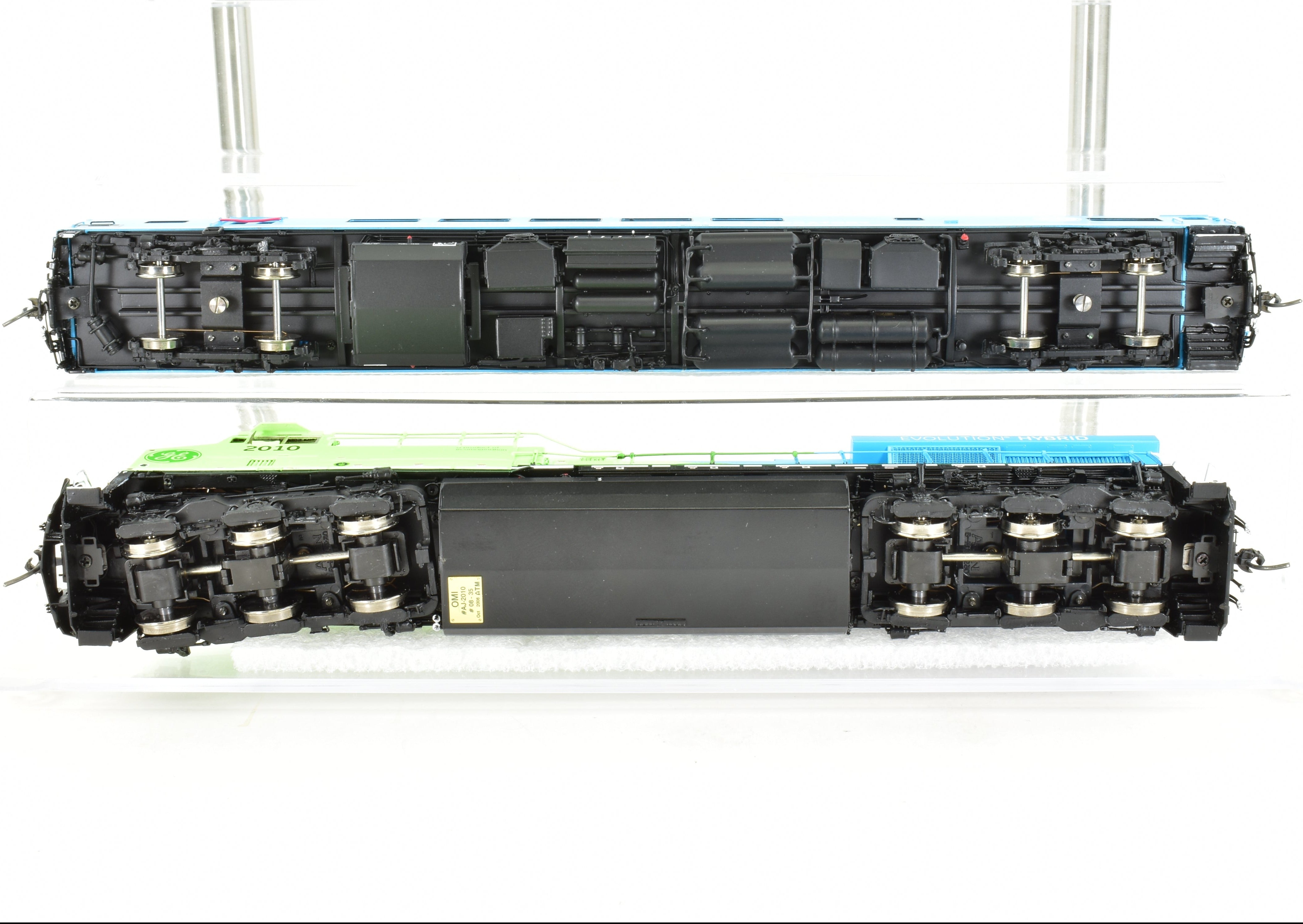 HO Scale Brass Model Train Set - Overland Models Inc. GE Demo, General Electric Demonstrator GE Evolution and Test Car Set with Factory Paint