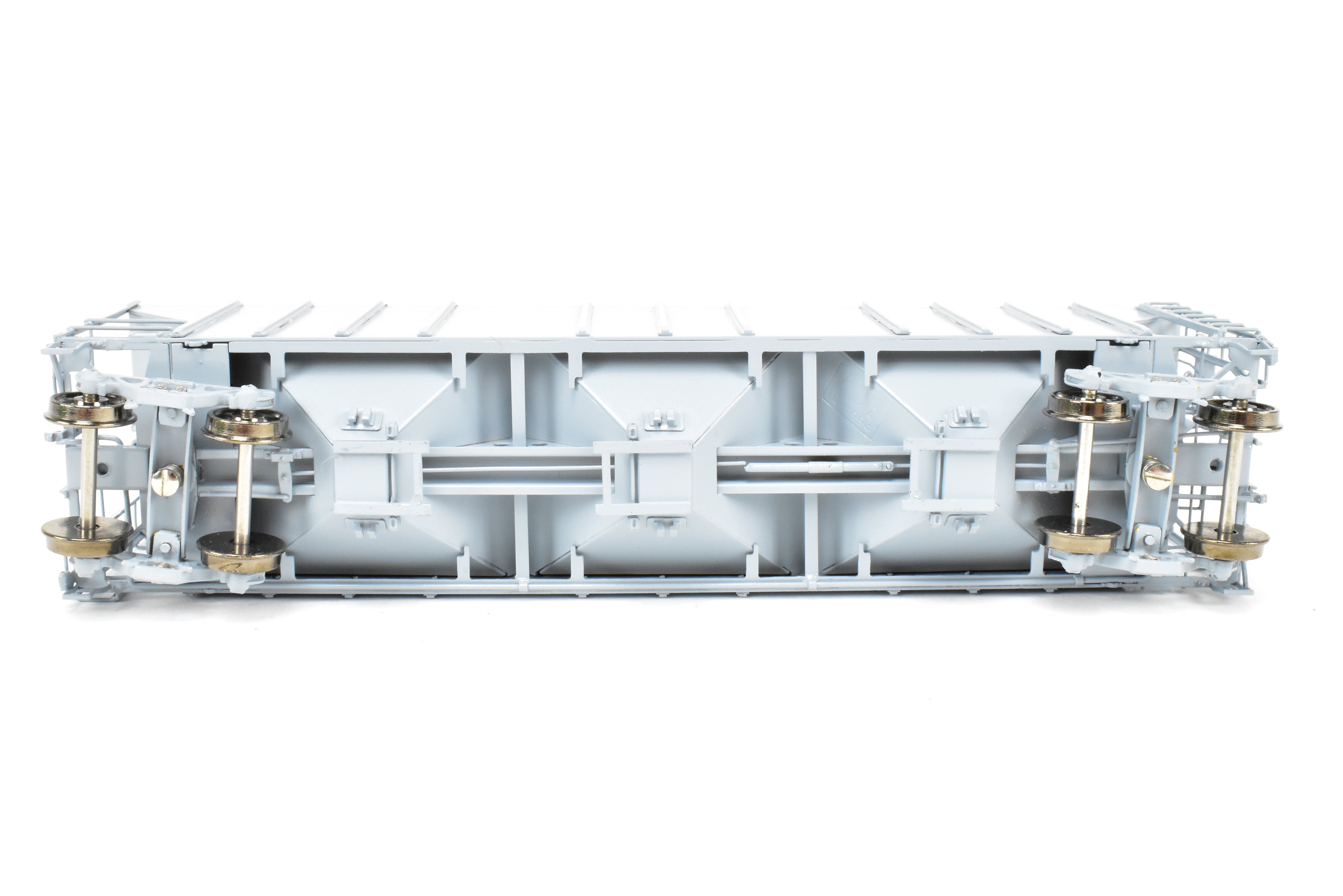 HO Brass OMI PS-2 Central Discharge Covered Hopper Car, Scalecoat #20 Gray Unlettered