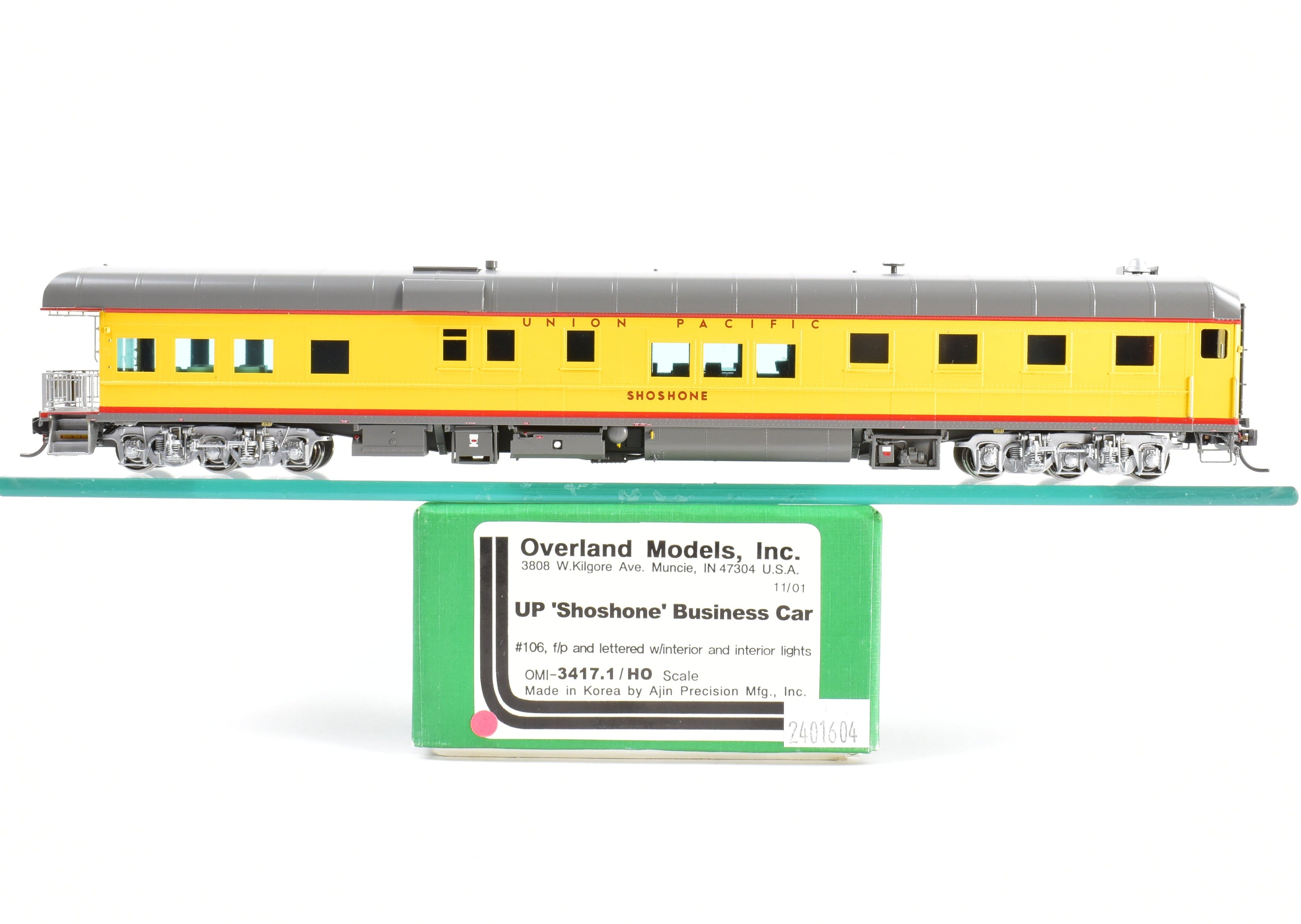 HO Scale Brass Union Pacific Shoshone Business Car FP No. 106 by Overland Models
