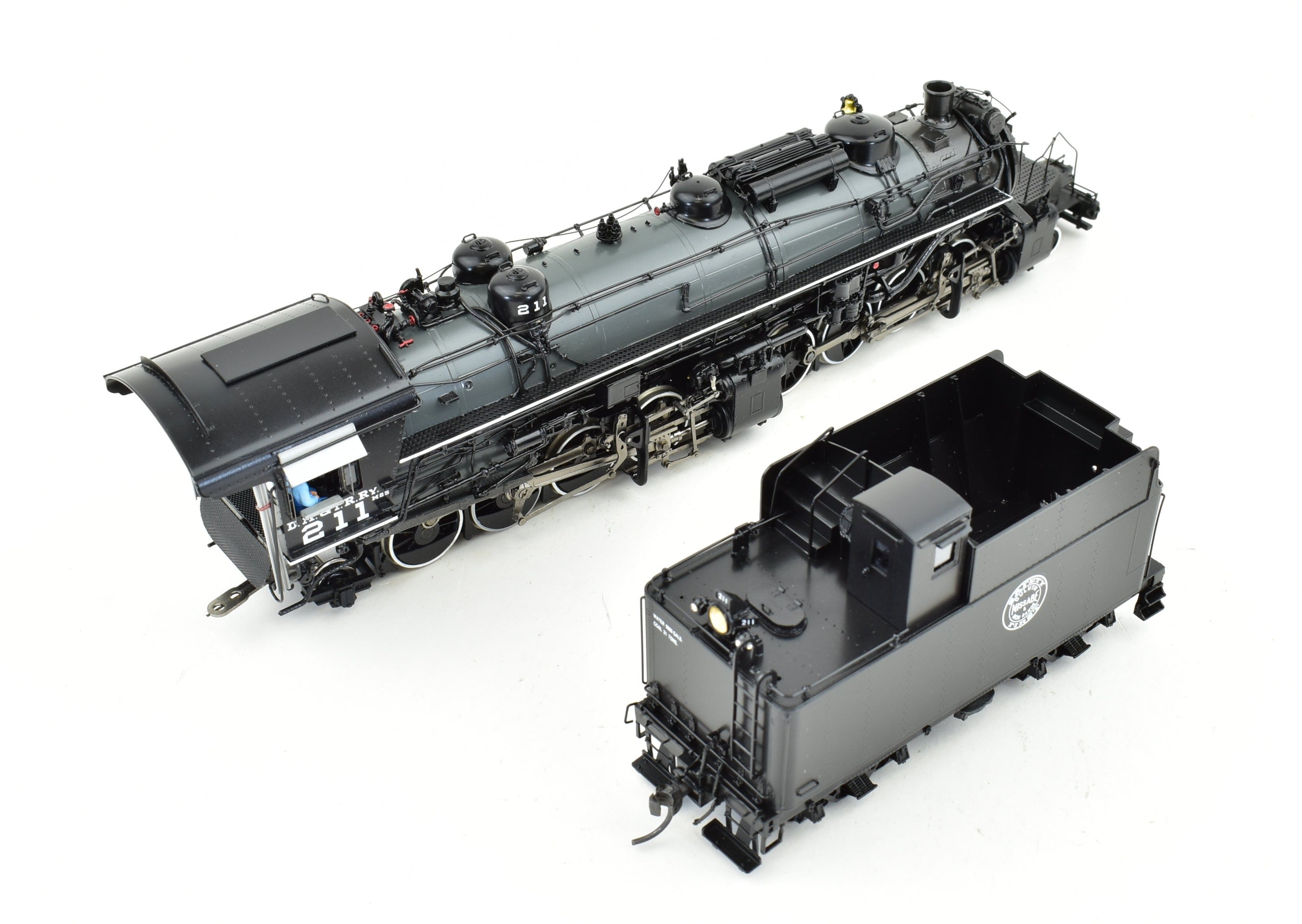 HO Scale Brass Steam Locomotive - Division Point (DVP) Duluth Missabe & Iron Range Class M - 2s 2 - 8 - 8 - 2 #211 with Grey Boiler Scheme and Factory Painted Finish