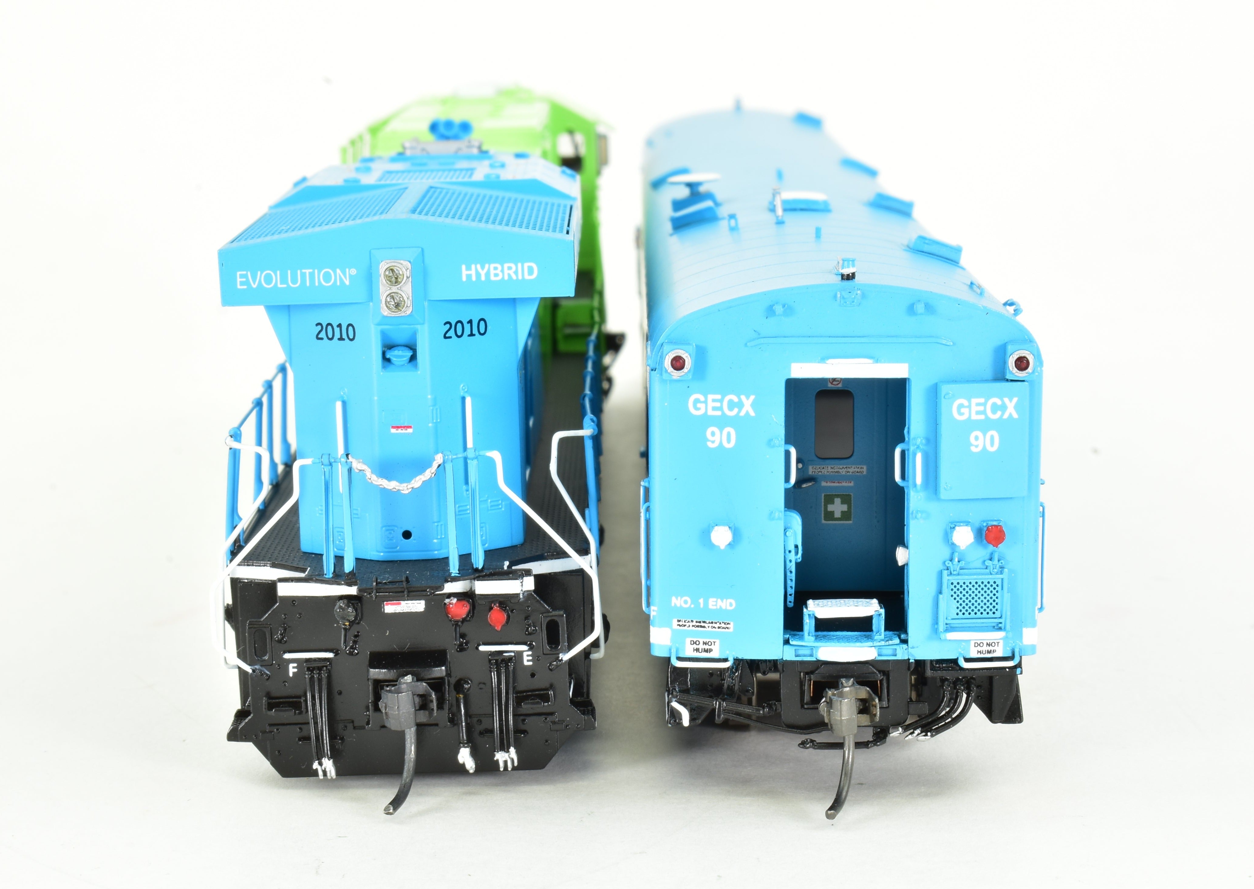 HO Scale Brass Model Train Set - Overland Models Inc. GE Demo, General Electric Demonstrator GE Evolution and Test Car Set with Factory Paint