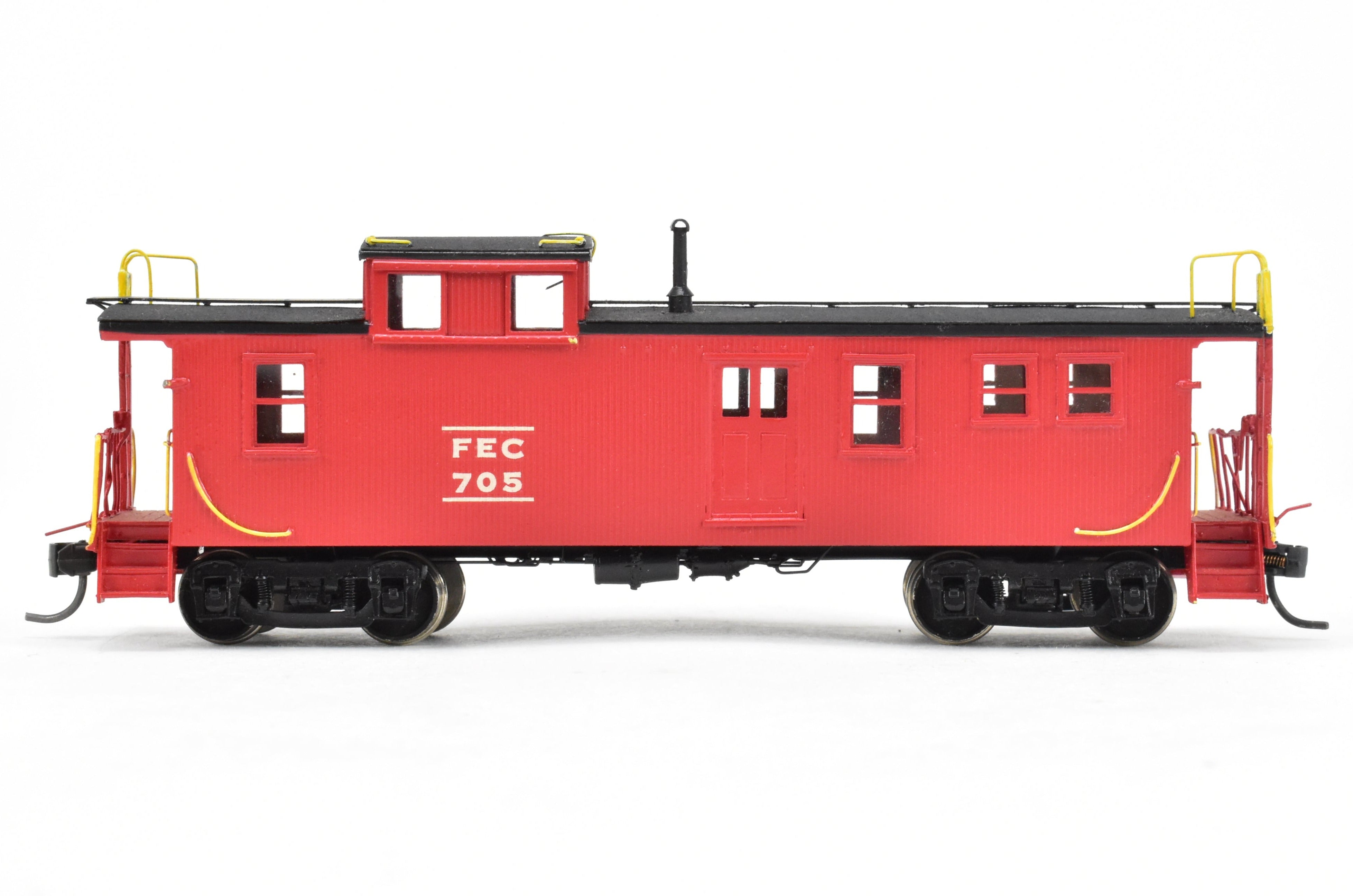 HO Scale Brass Model Train Caboose - OMI (Overland Models, Inc.) Florida East Coast Wood Side - Door Caboose, Car Number 705