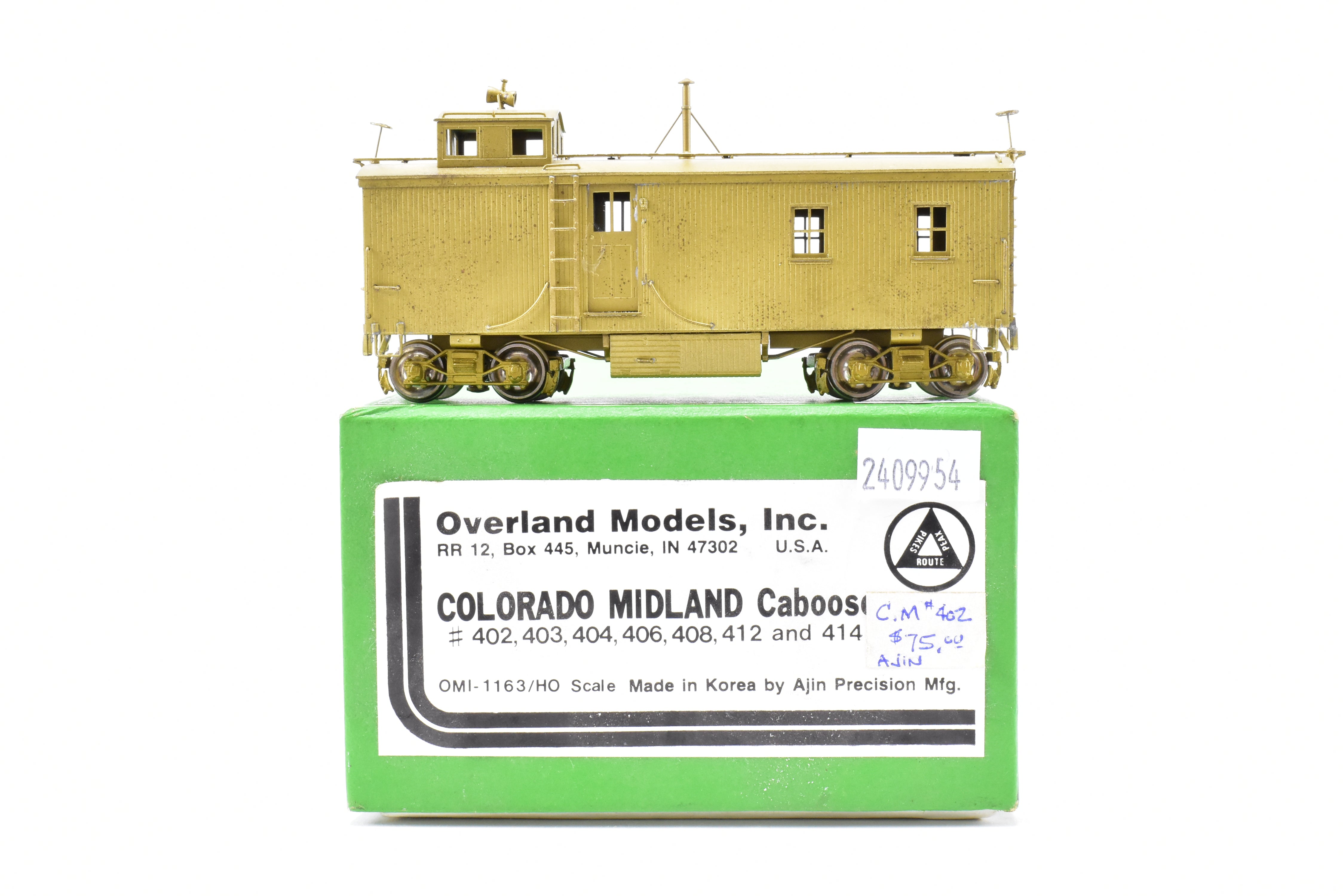 HO Scale Brass Colorado Midland Wood Side-Door Caboose #402 - 414 by Overland Models, Inc. (OMI)