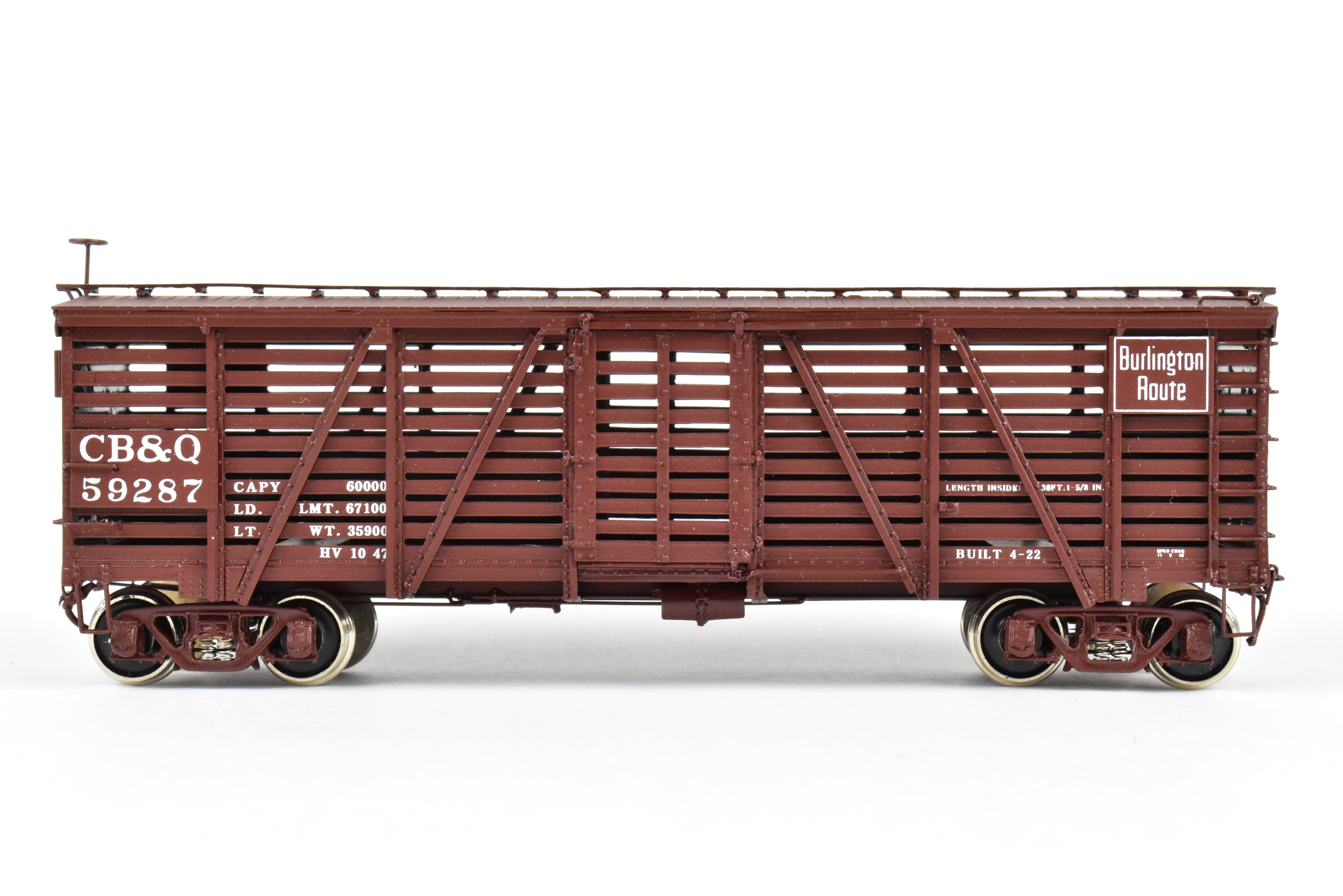 HO Scale Brass Challenger Imports CIL CB&Q - Burlington Route Class SM-16 36-Foot Stock Car Freight Package No. 59287