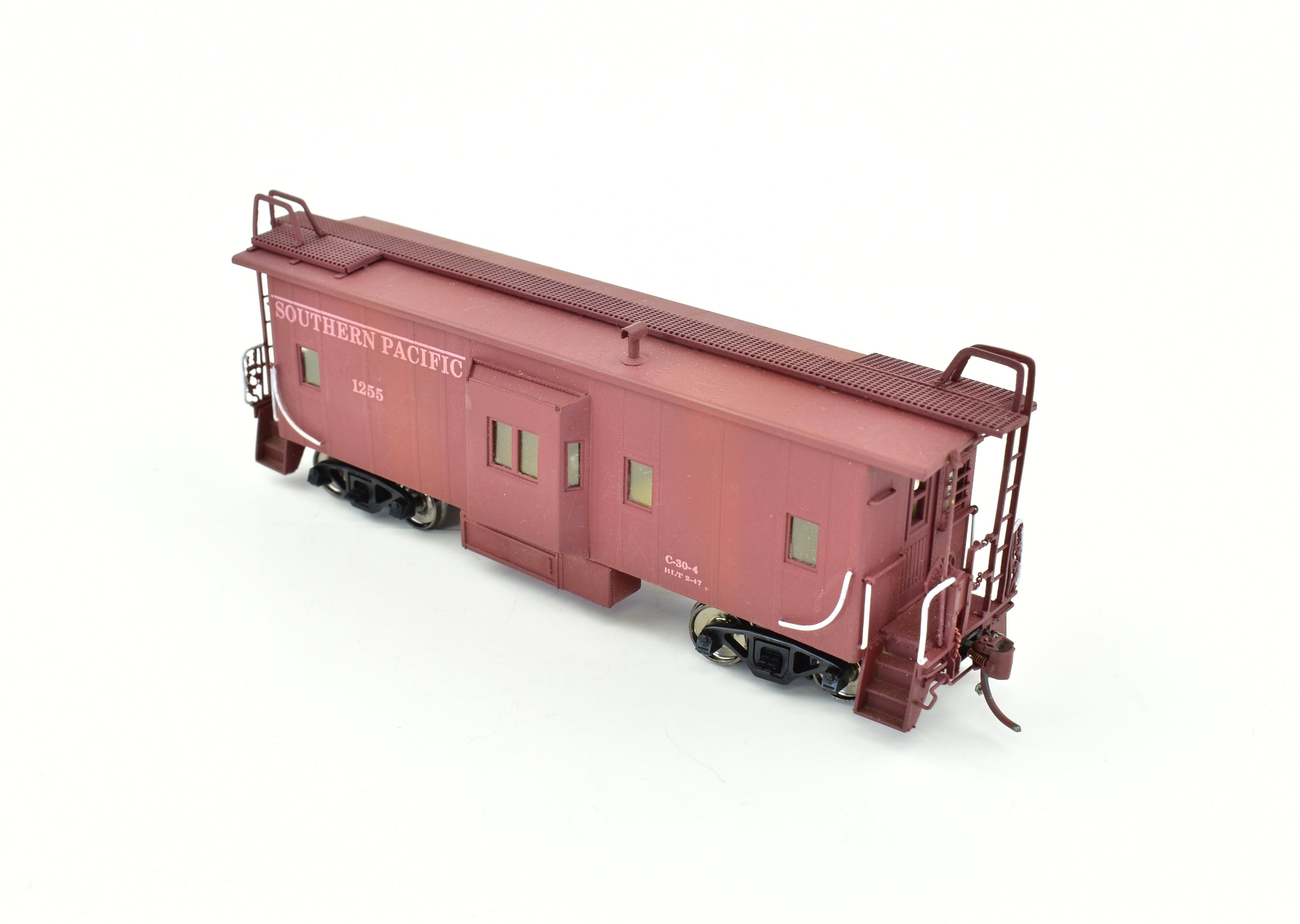 HO Scale Brass Precision Scale Co. Model of Southern Pacific C-30-4 Bay Window Caboose with Custom Painting and Weathering, Imported from Korea in 1990