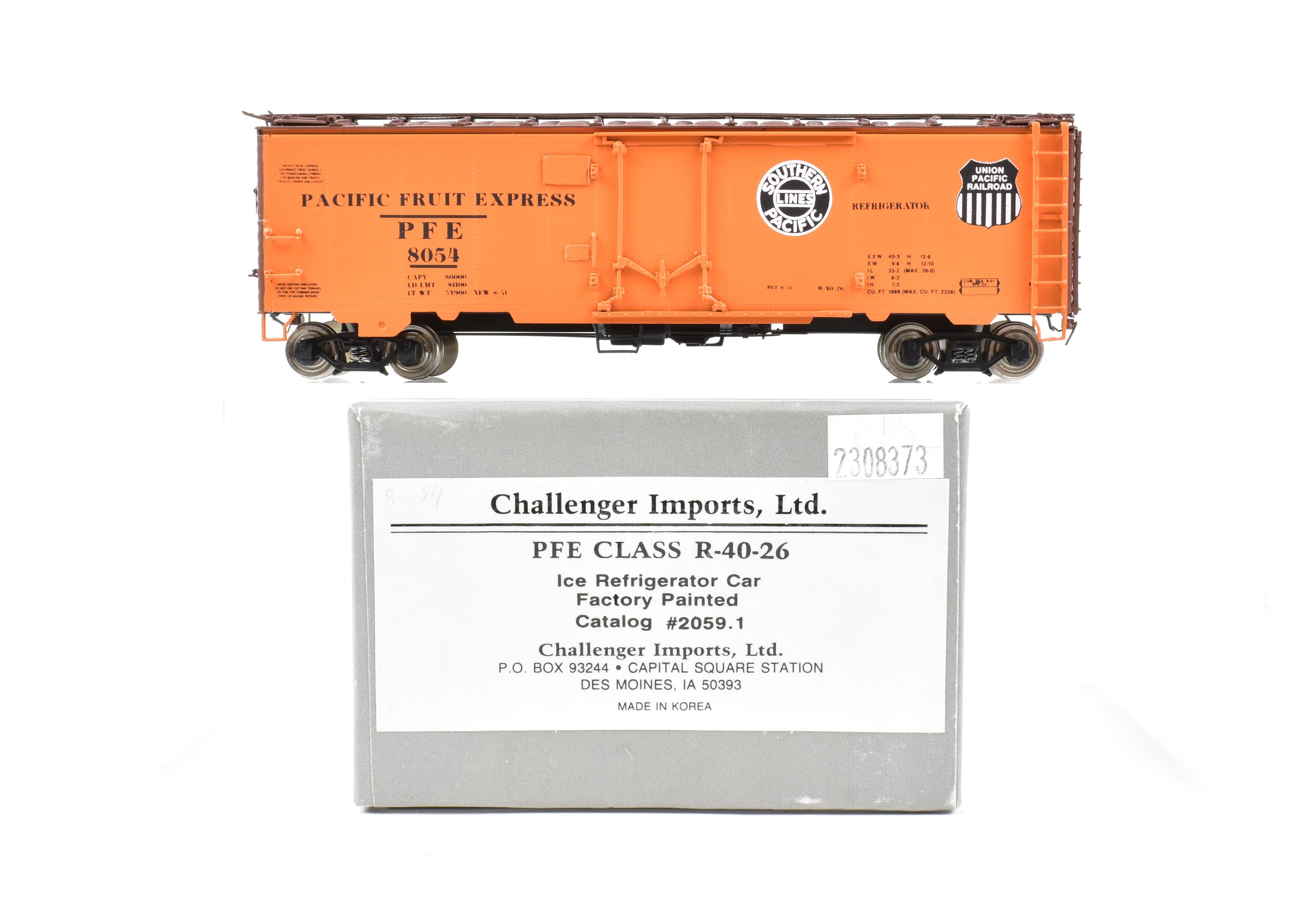 HO Brass Challenger Imports PFE Pacific Fruit Express R-40-26 #8054 Refrigerator Car