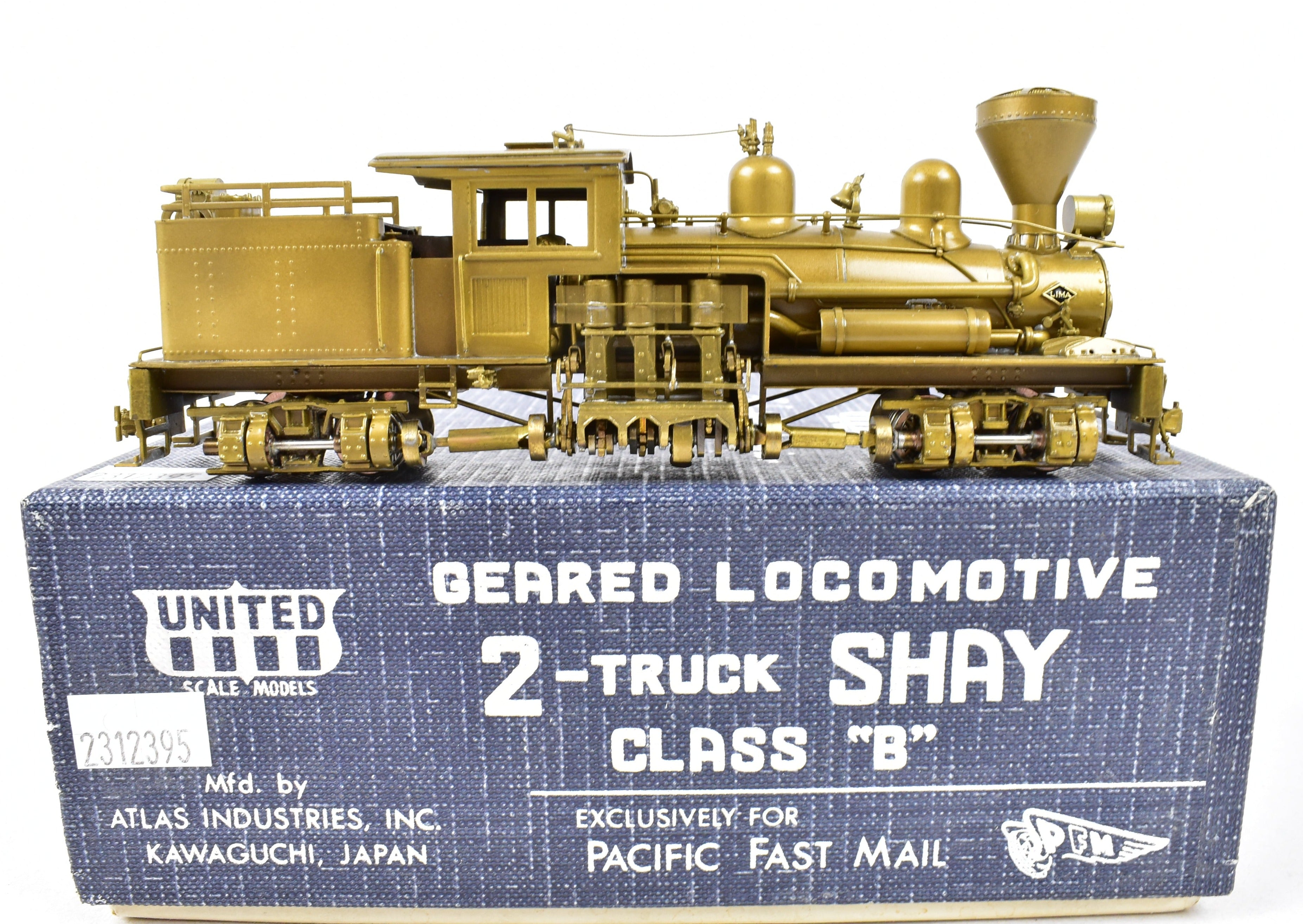 HO Scale Brass PFM - United 2-Truck Class B Shay Geared Locomotive Model for Logging Roads from the 1977 Production Run