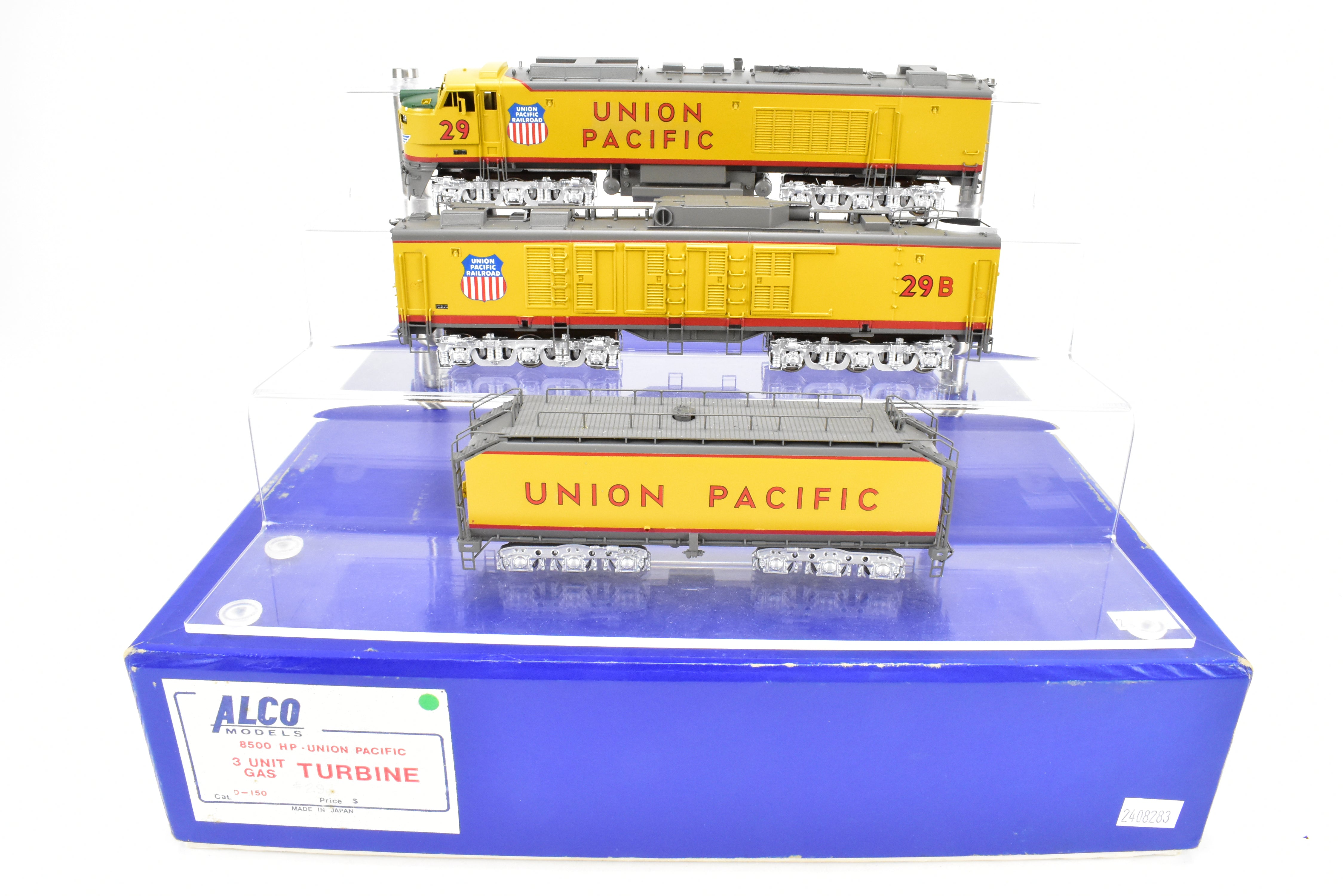 High - Quality HO Scale Brass Alco Models Union Pacific 3 - Unit Gas Turbine Electric Locomotive Set - Professionally Painted #29 & 29B