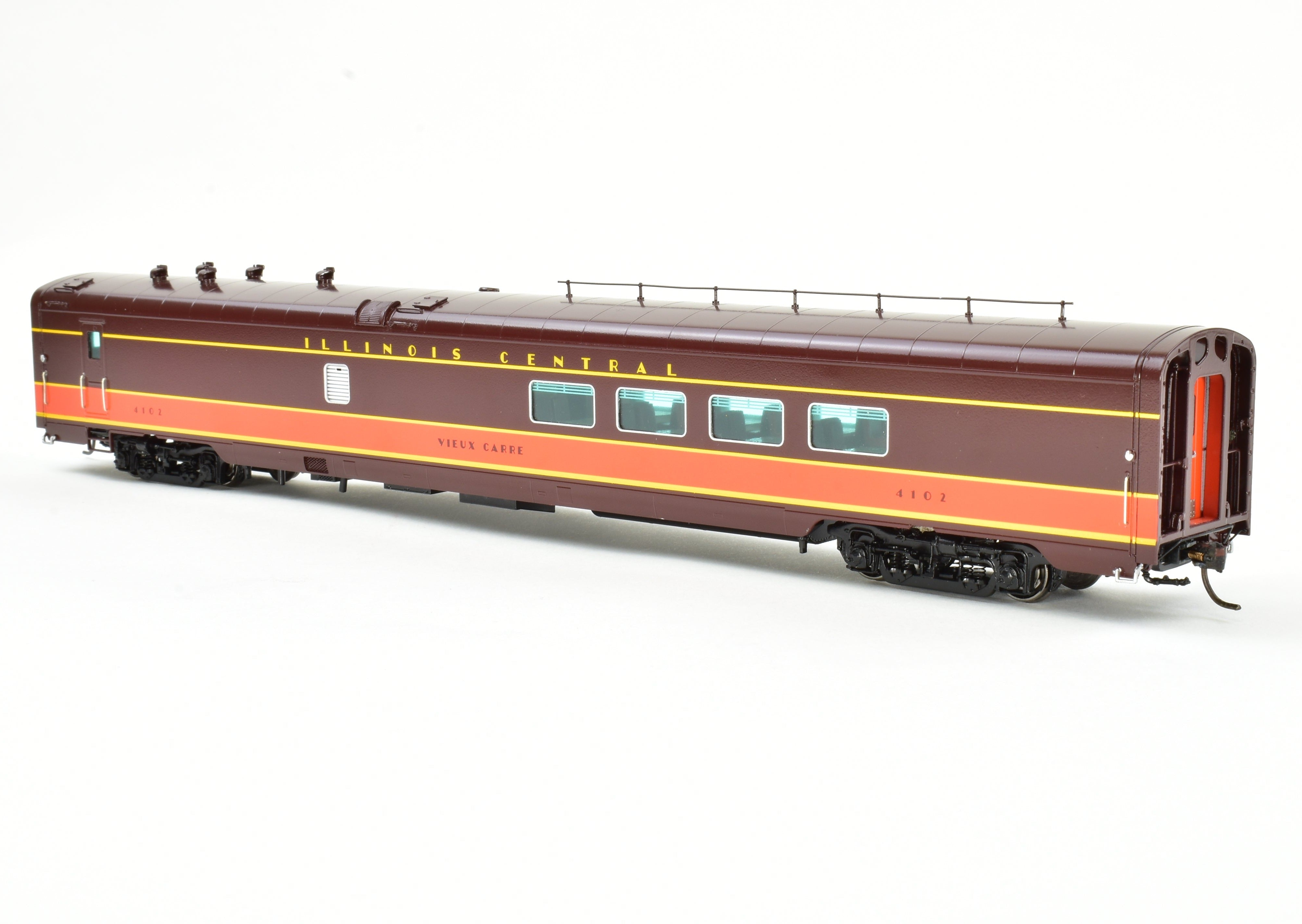 HO Scale Brass Model Train Set - Railway Classics Illinois Central 1942 Panama Limited 10-Car Set with EMD E6 AA Set F/P, Featuring ESU DCC & Sound System