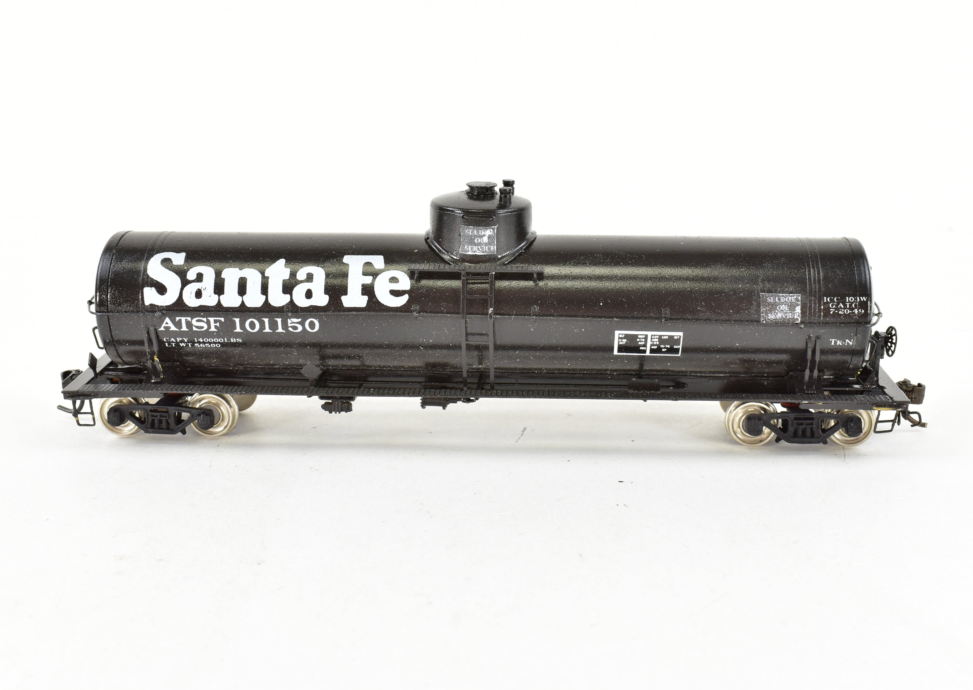 HO Scale Brass Precision Scale Co. 16,000 Gallon Tank Car Professionally Painted in ATSF - Santa Fe Style
