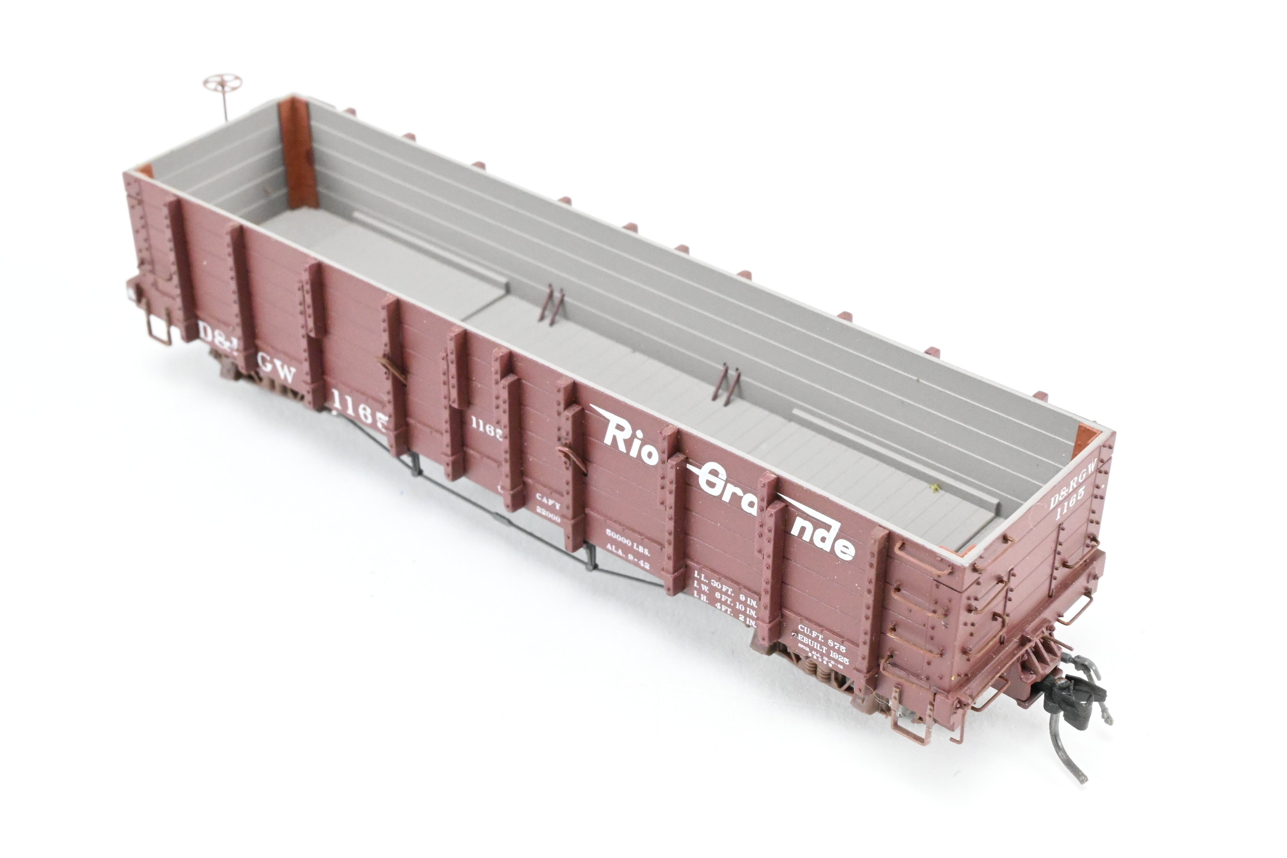 HOn3 Blackstone Models D&RGW High Side Gondola No. 1165 with Flying Grande Herald