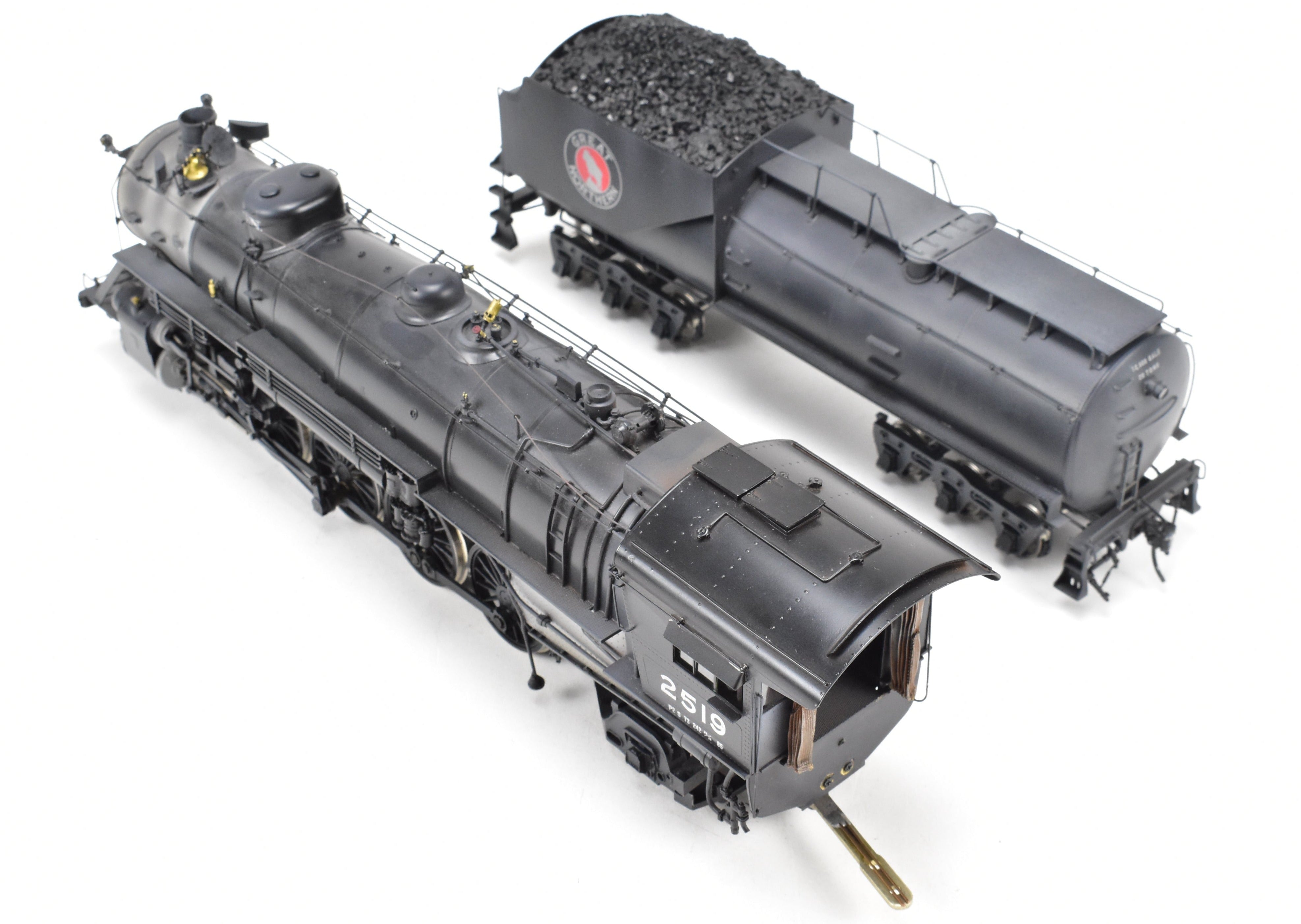 O Scale Brass Model Train - Pecos River Brass Great Northern Class P - 2 4 - 8 - 2 Mountain Steam Locomotive, Black, No. 2519
