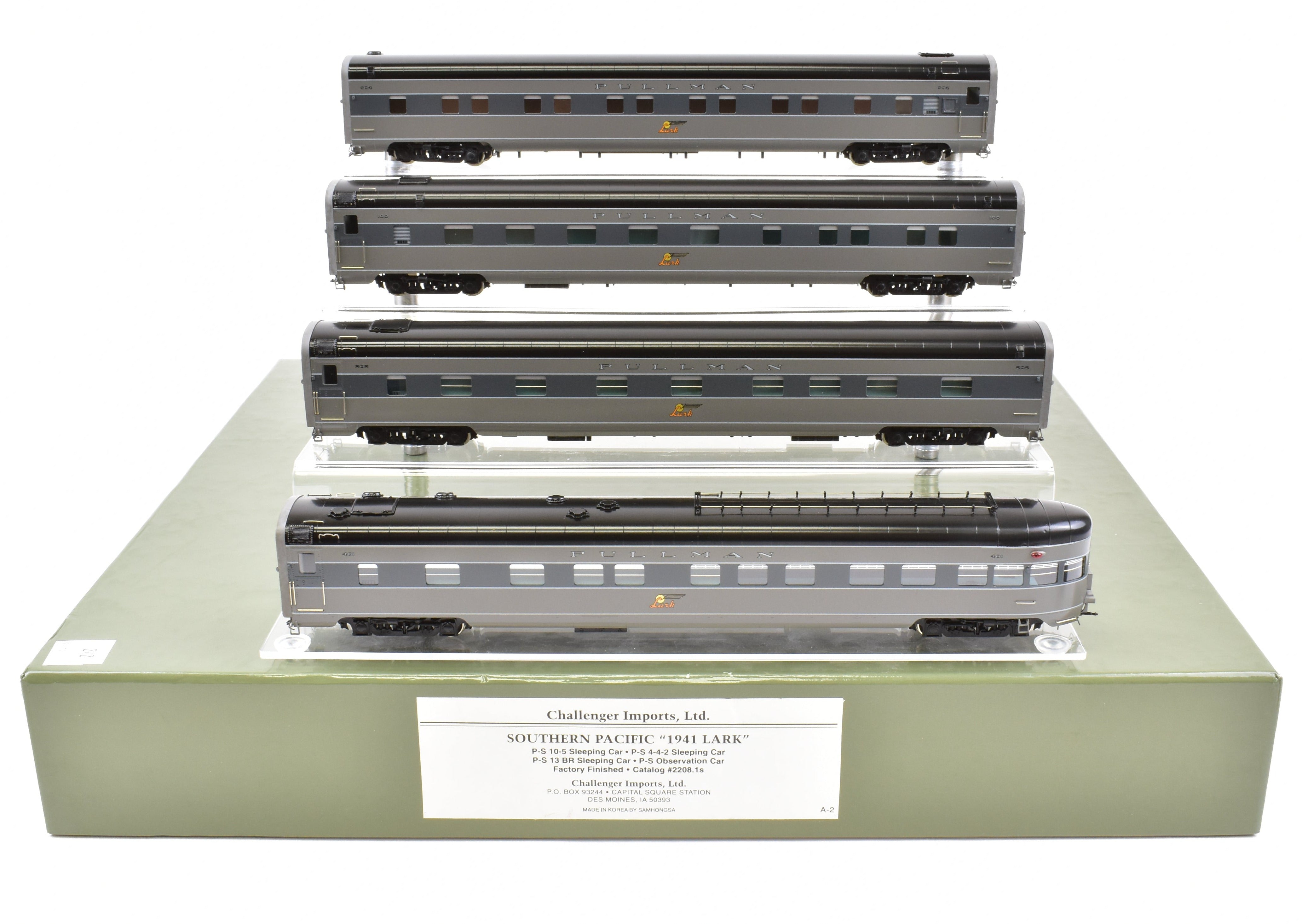 HO Scale Brass Model Train Set - Challenger Imports SP Southern Pacific 1941 Lark 9 - Car Collection Featuring Various Car Types