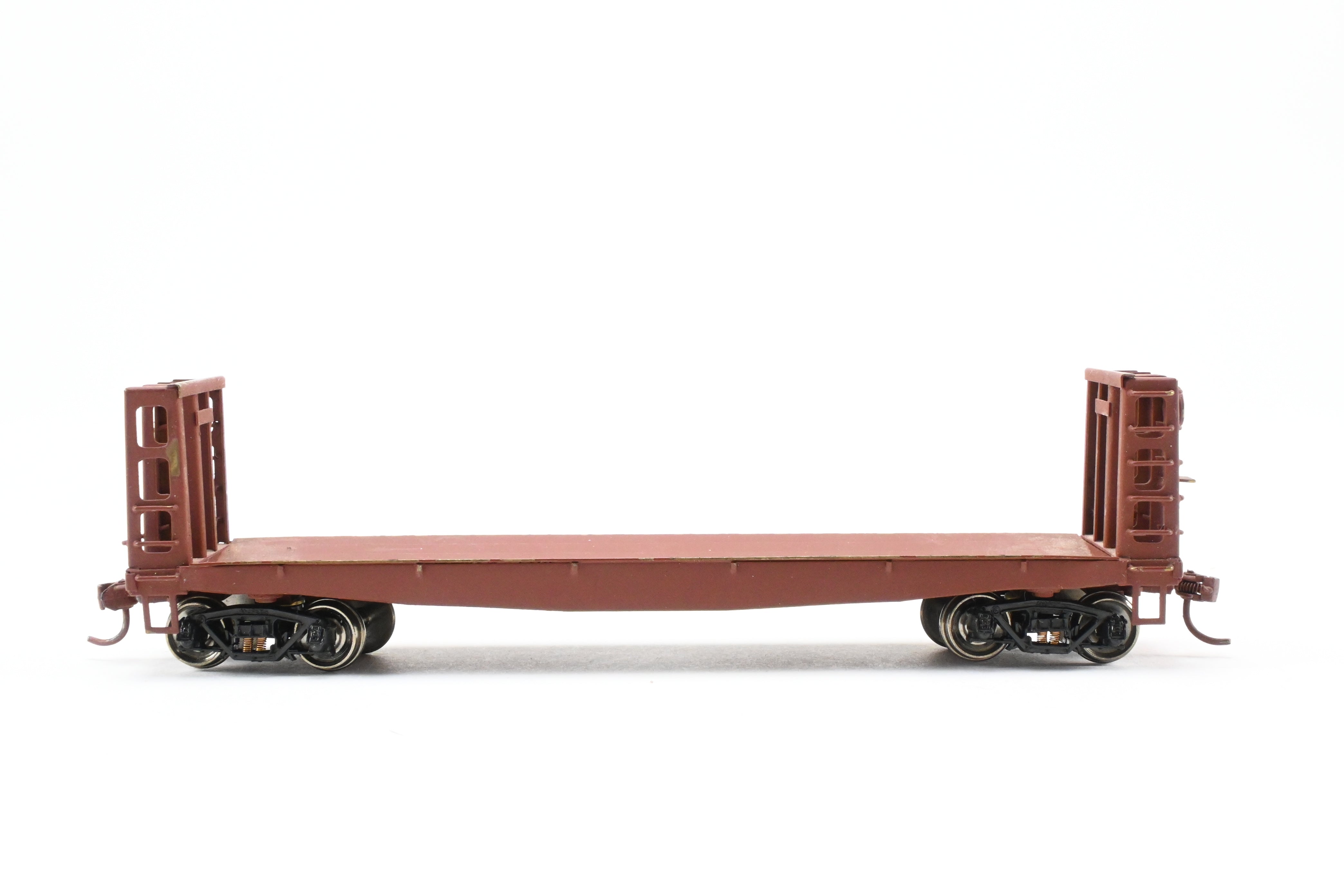 HO Scale Brass Custom - Painted Pulpwood Flatcar with Beveled Floor and Bulkhead by U.S. Hobbies (No Original Box)