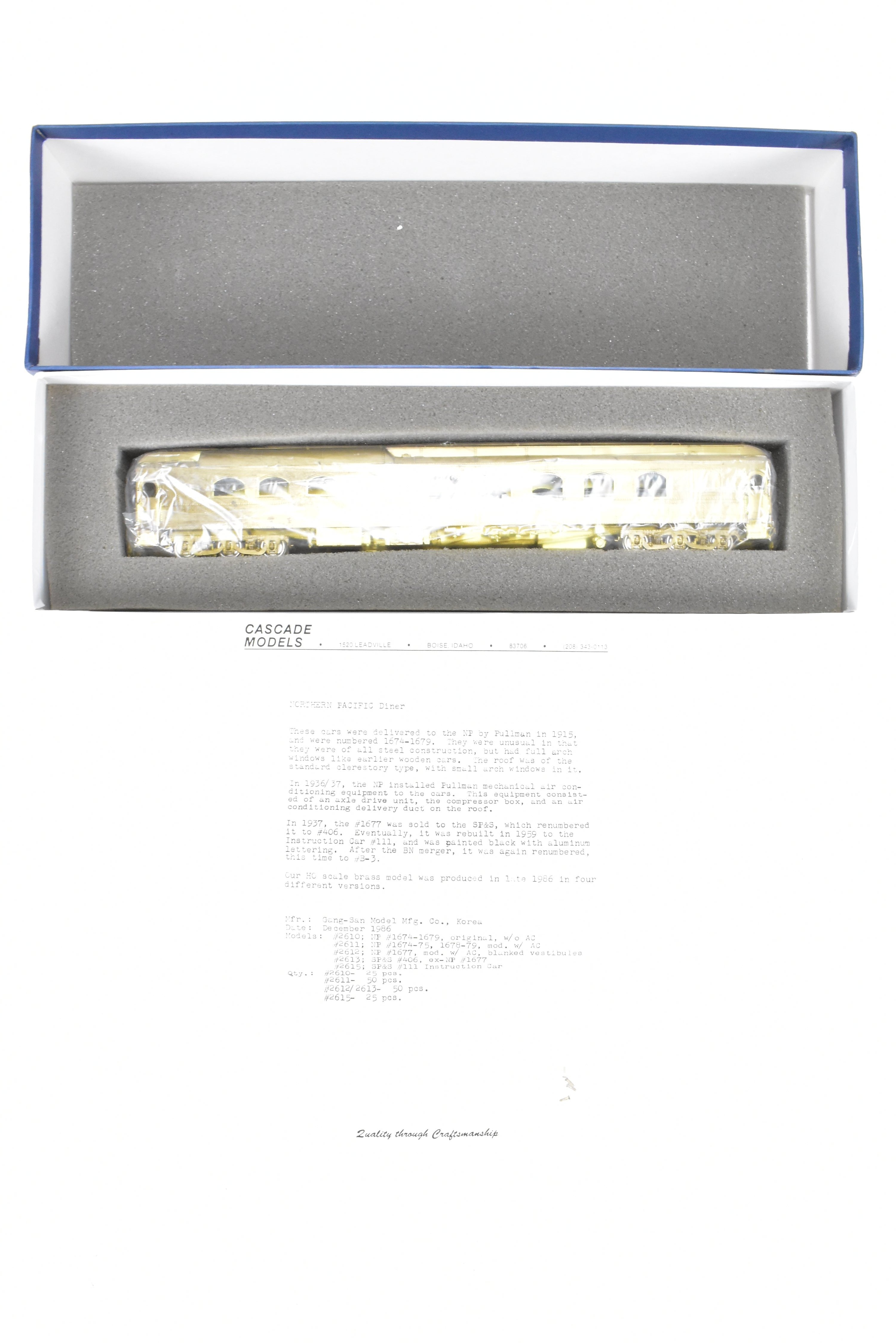 HO Scale Brass Model Train Northern Pacific HW Dining Car Modernized by Cascade Models #1674 - 1676, 1678 - 1679