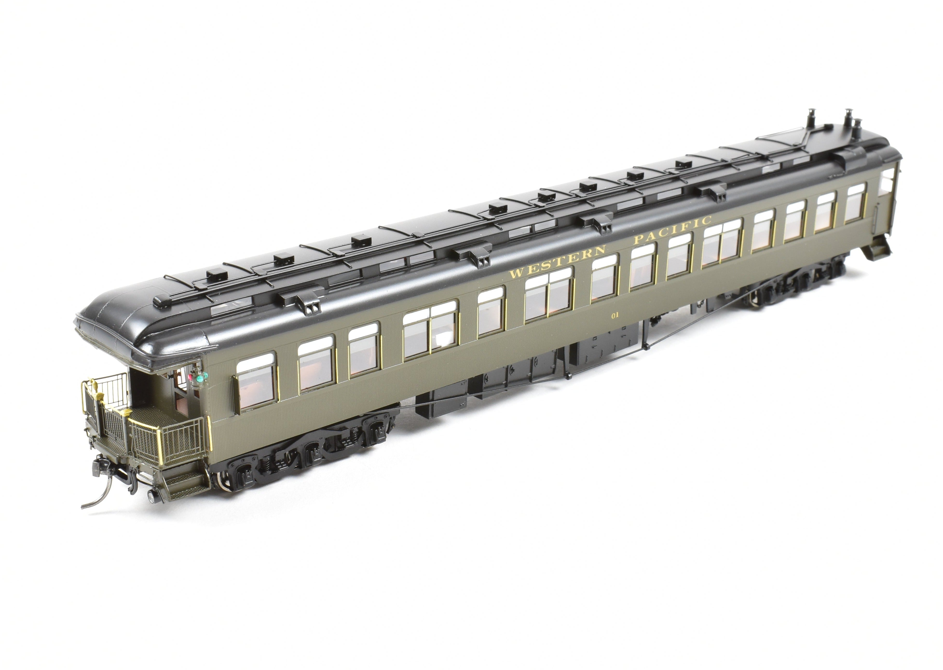 High - Quality HO Scale New Brass Model of North Bank Line Western Pacific Business Car #01 in Pullman Green