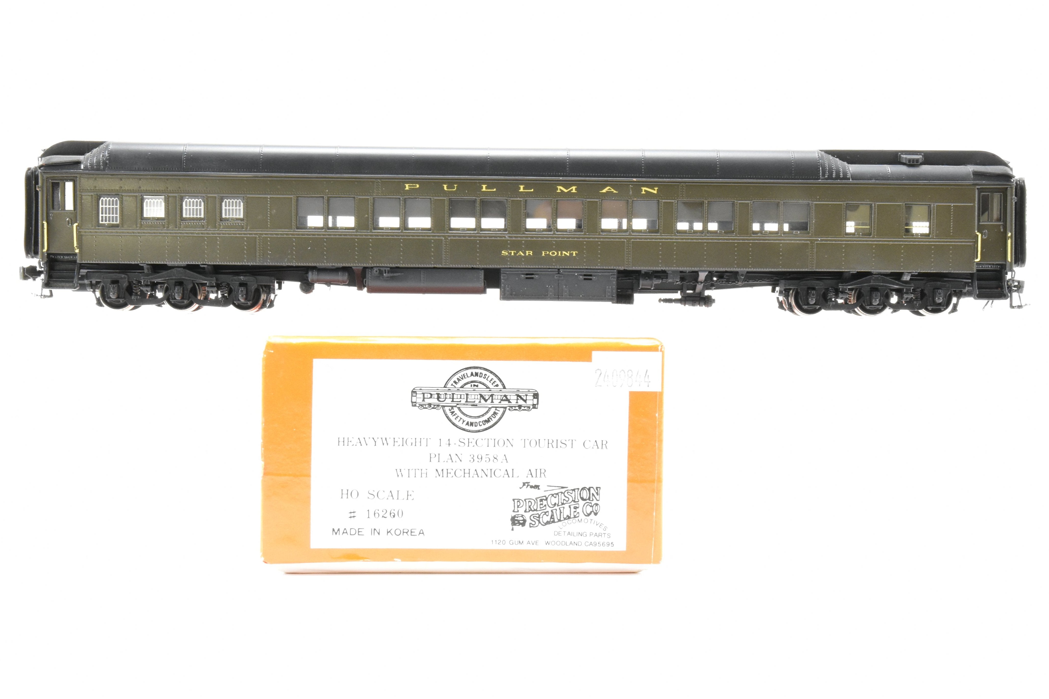 HO Brass PSC Precision Pullman 80' Sleeper Tourist Car Plan 3958A, Star Point Lettered