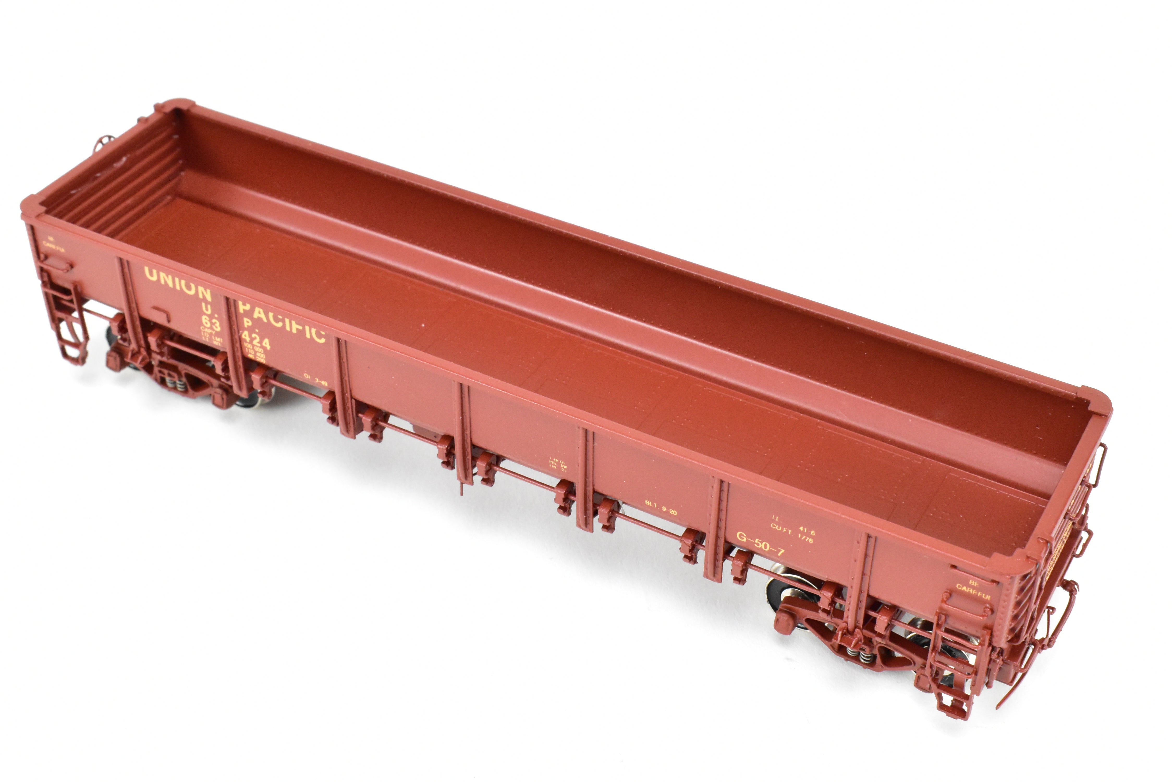 HO Scale Brass Challenger Imports Union Pacific Class G50 - 7 Drop Bottom Gondola Model Version 2 with Riveted Side Sheets, Factory - Painted FP #63424