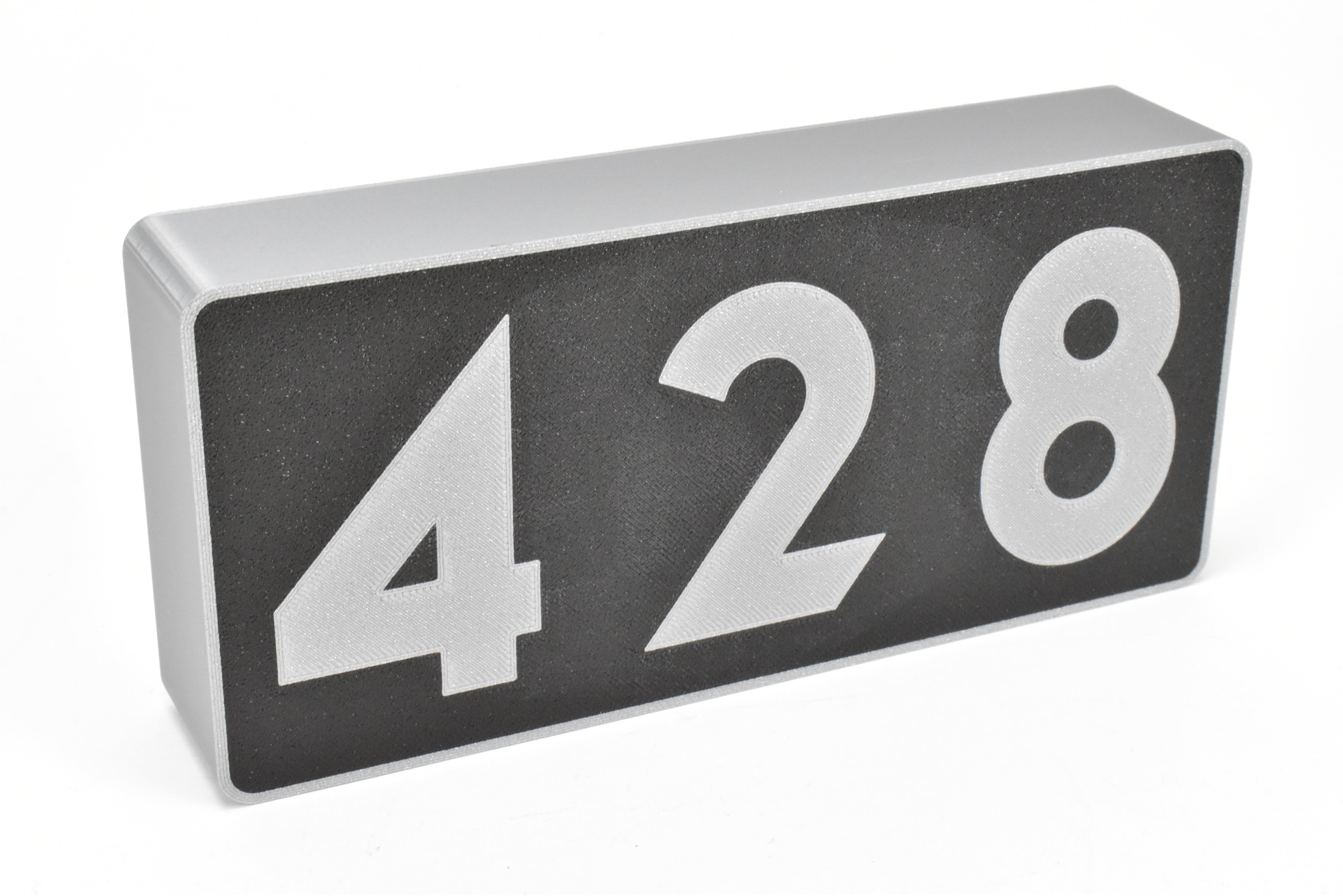 Customized 3D Printed and Illuminated Railway Sign - Union Pacific #428 Number Board for Desk or Workbench