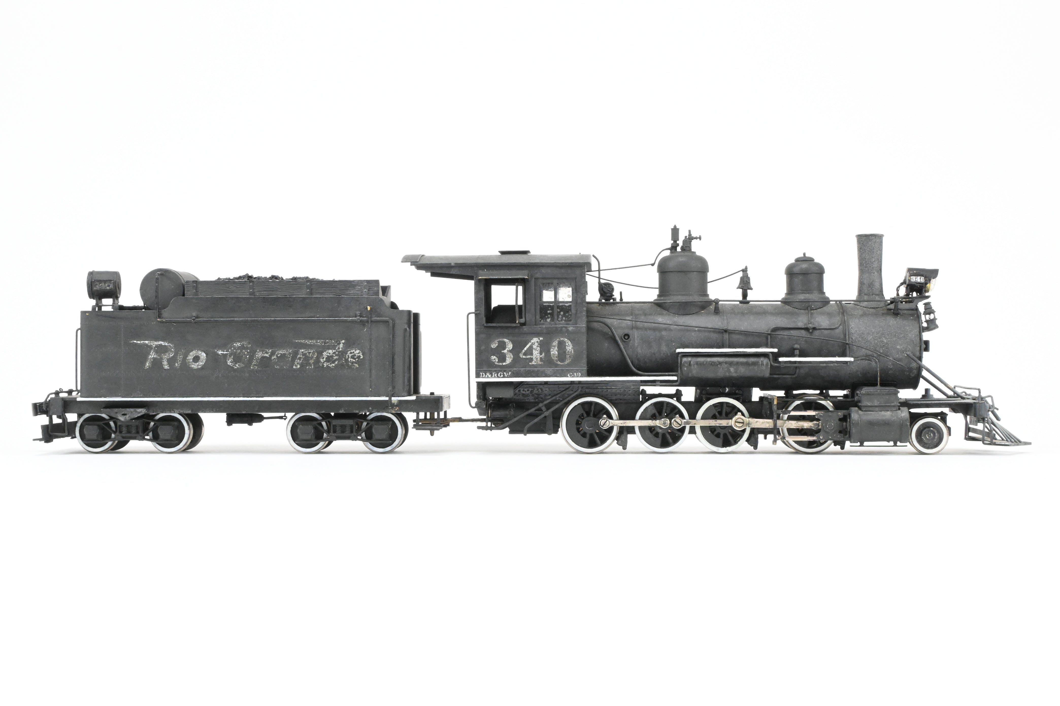 On3 Scale Brass Balboa Model Train - Denver & Rio Grande Western C-19 2-8-0 Class, Weathered CP #340 Replica
