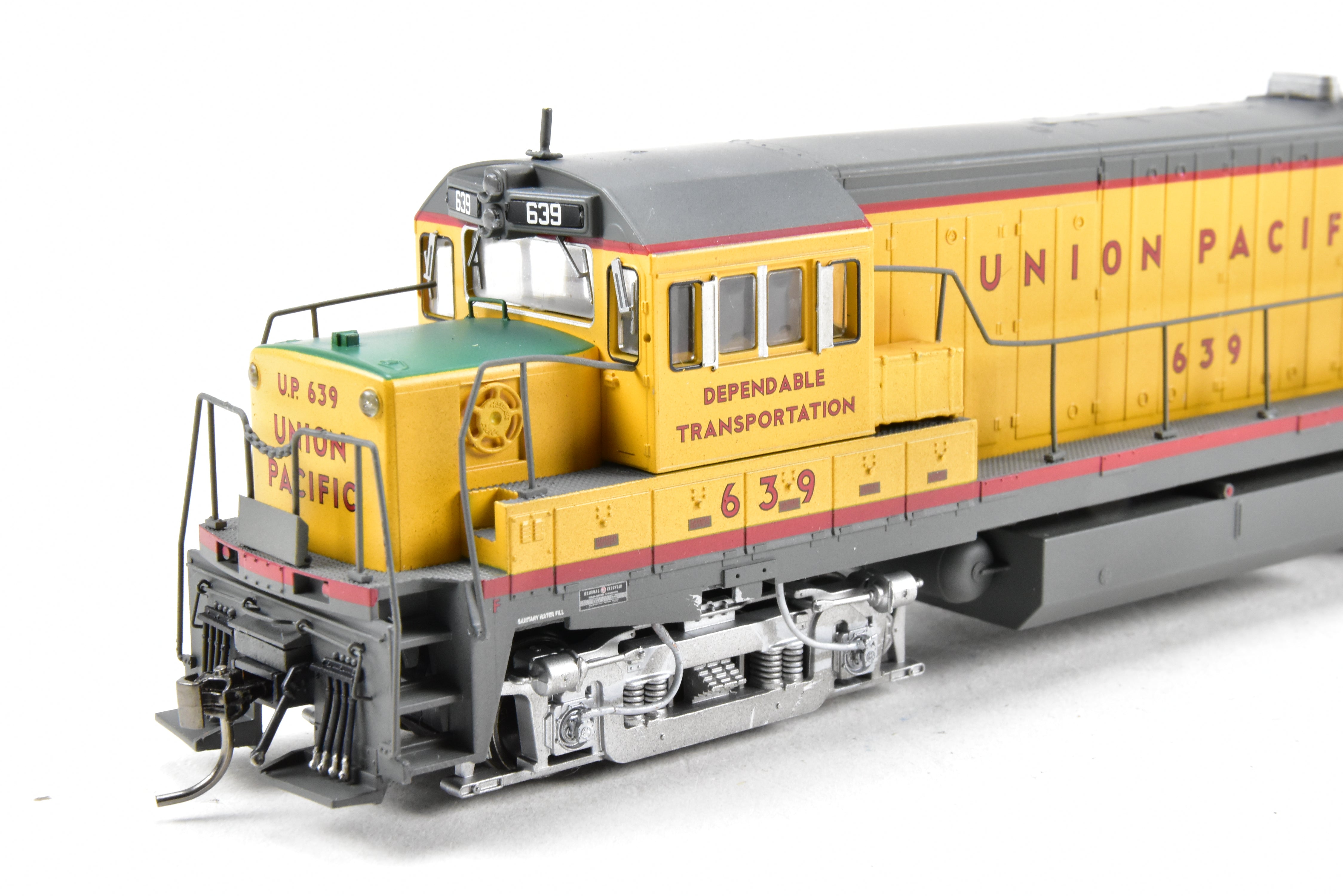 HO Scale Con Bowser Executive Series Union Pacific GE U25B Locomotive Model with ESU DCC & Sound Function, Featuring FP No. 639 and Weathered Appearance