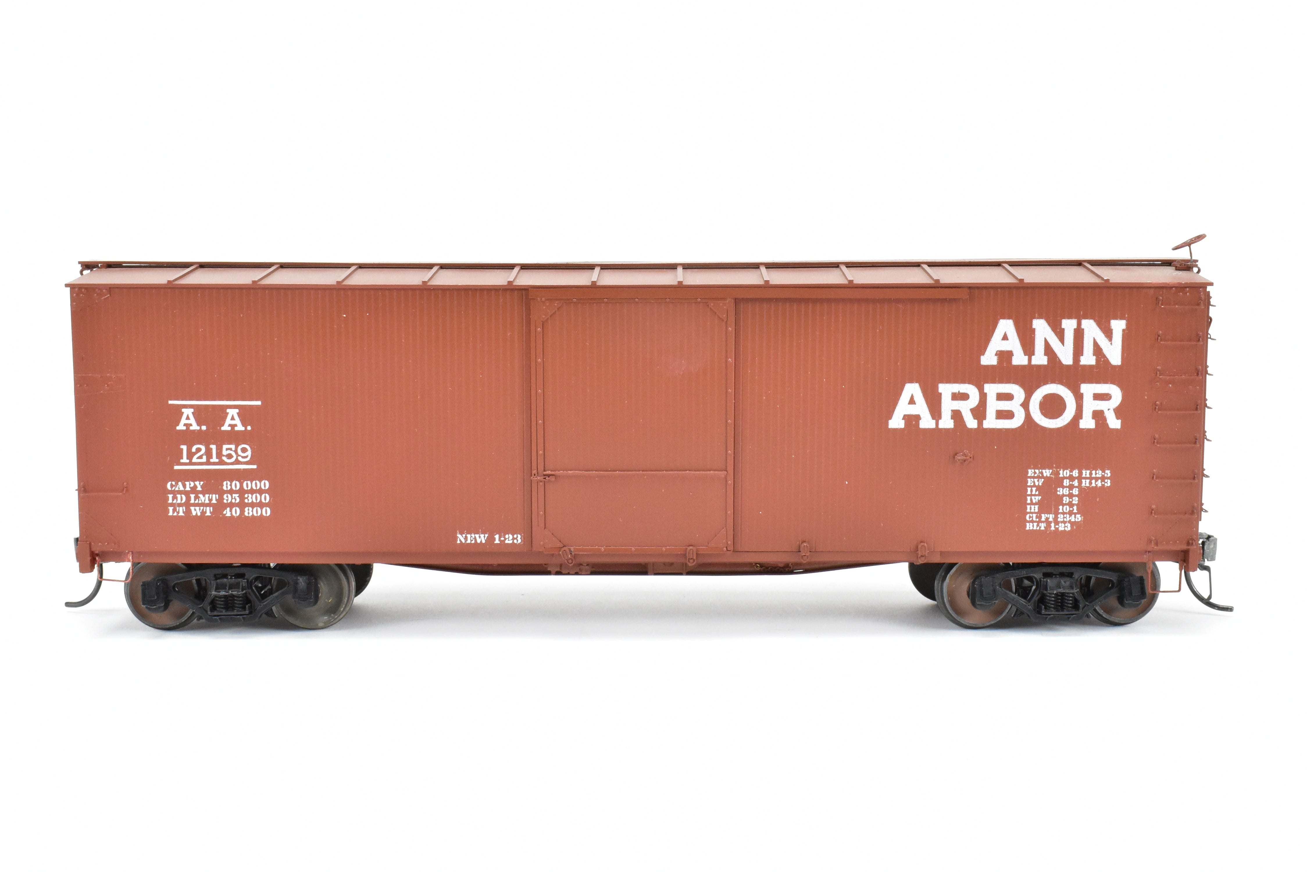 O Scale Model Train Collectible: Rails Unlimited Ann Arbor Custom-Built and Painted 40' USRA Double Sheath Boxcar