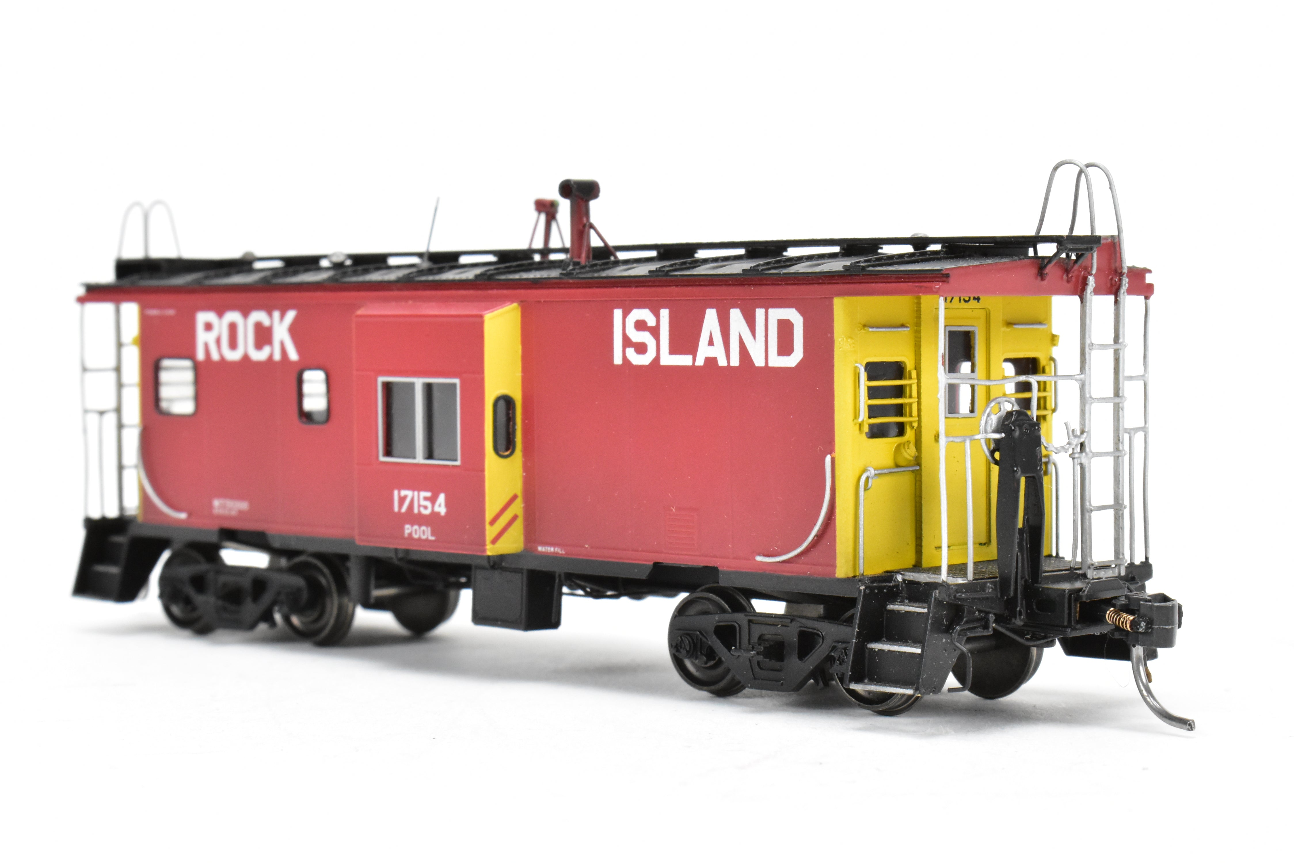HO Scale Brass Model - Overland Models, Inc. (OMI) Custom Weathered Rock Island Bay - Window Caboose for Pool Service