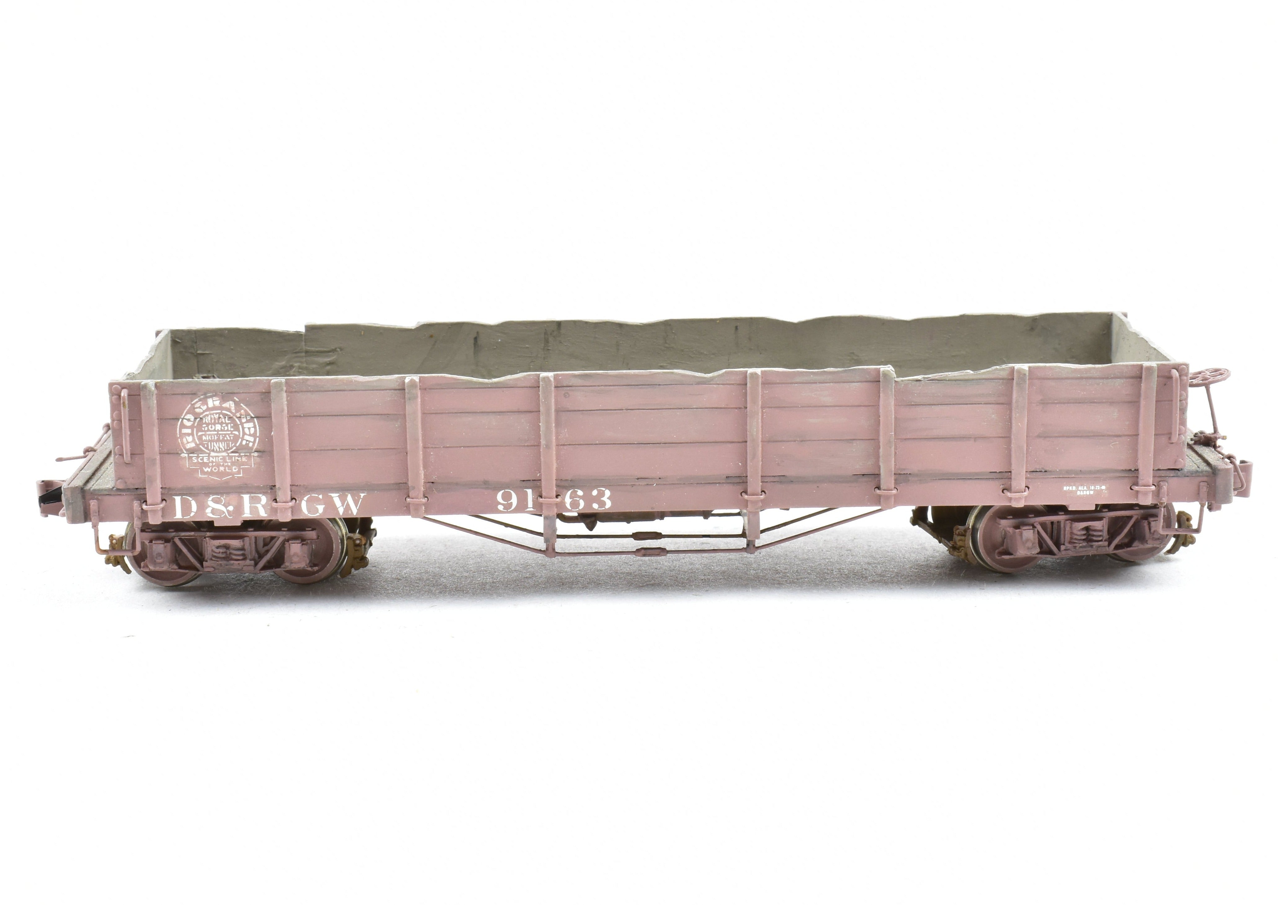 HOn3 Scale Brass Pacific Traction D&RGW - Denver & Rio Grande Western Custom Painted and Weathered Gondola Model Train Car