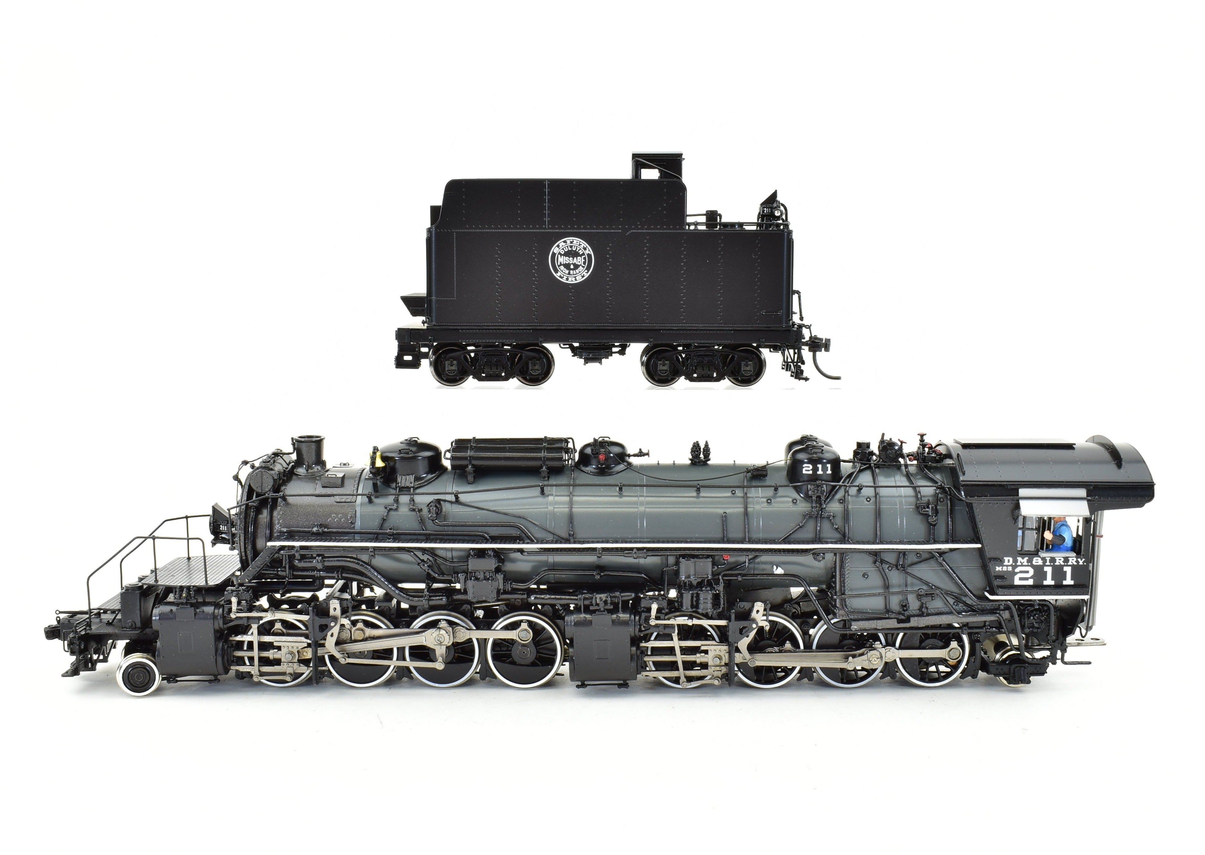 HO Scale Brass Steam Locomotive - Division Point (DVP) Duluth Missabe & Iron Range Class M - 2s 2 - 8 - 8 - 2 #211 with Grey Boiler Scheme and Factory Painted Finish