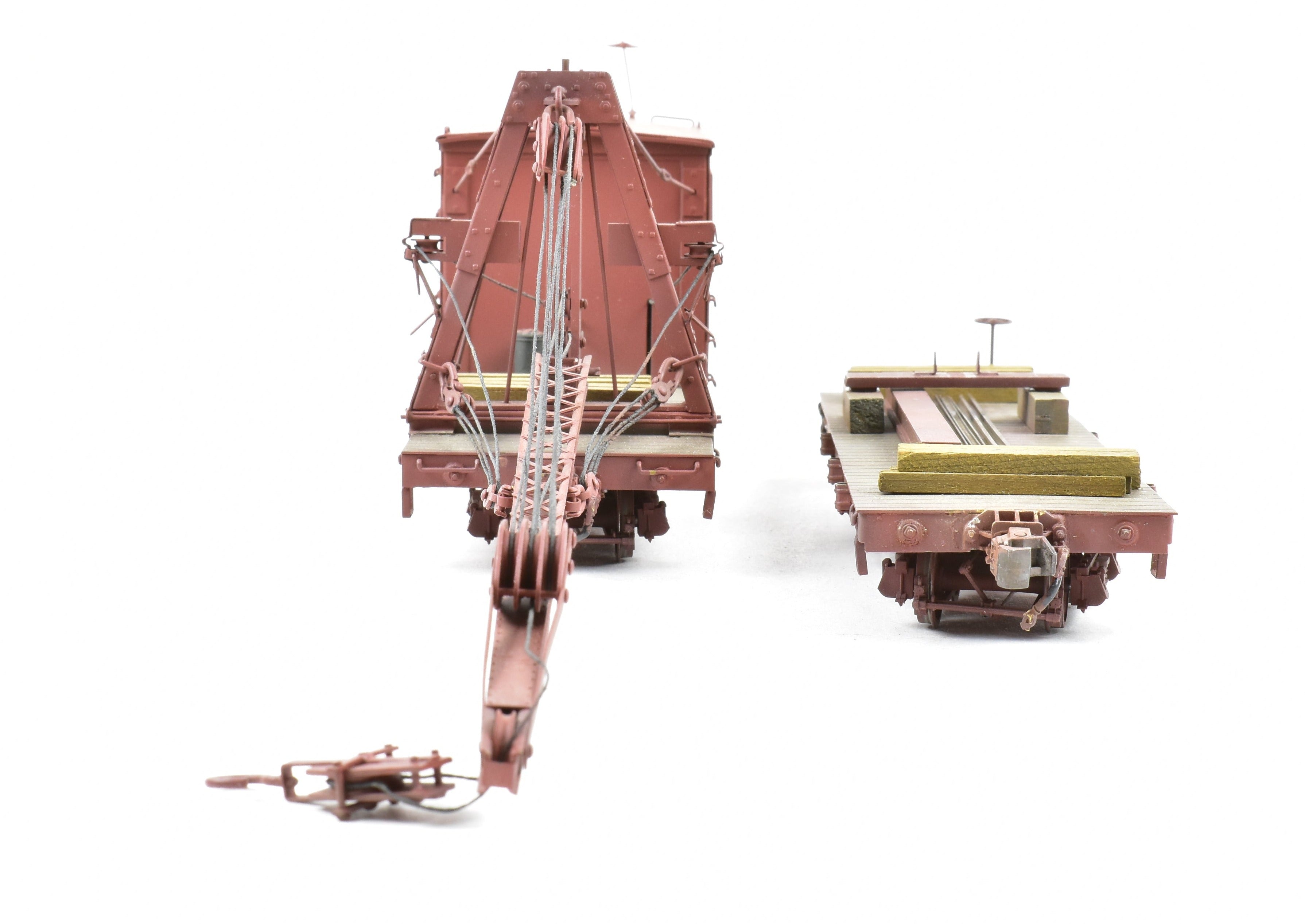 Custom Painted On3 Brass Model of D&RGW - Denver & Rio Grande Western Derrick OP with Idler Car by Westside Model Co.