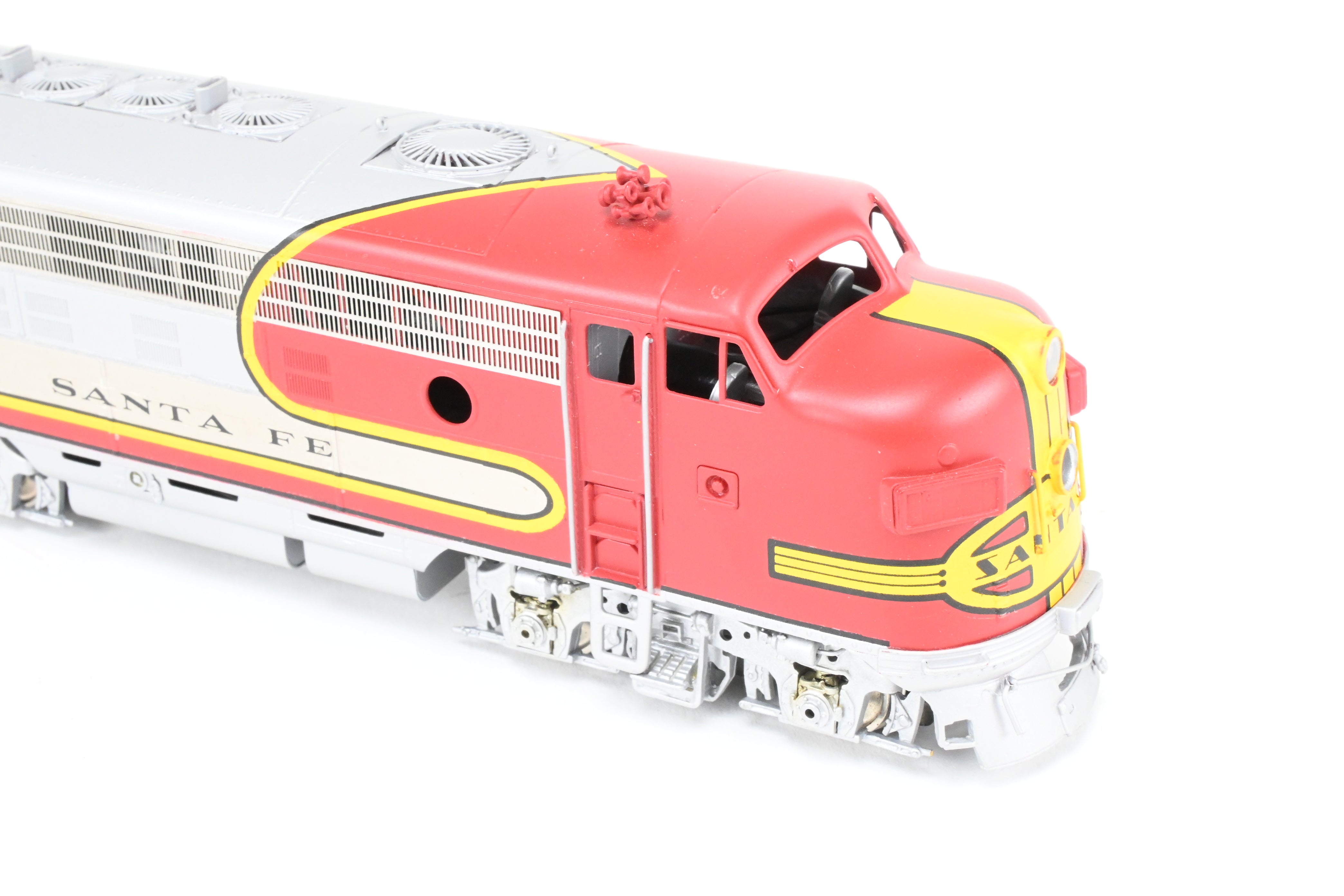 HO Scale Brass Model Train Oriental Limited ATSF - Santa Fe EMD F7 Phase II 1500 HP A/B/B/A Set with Factory Plated and Painted Finish