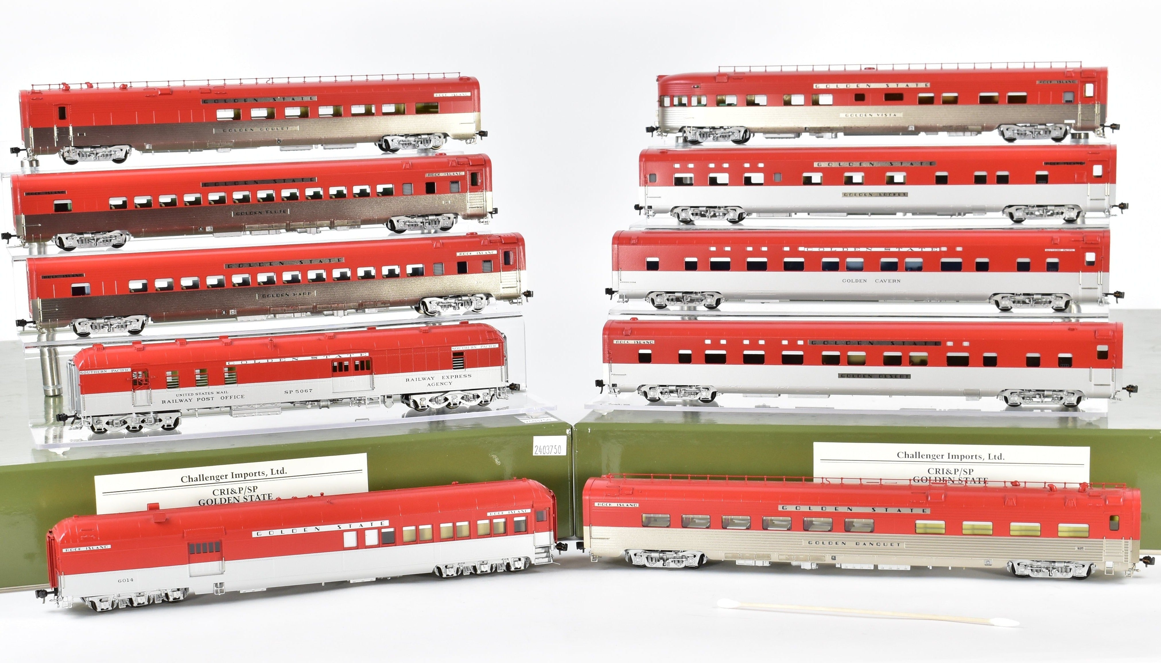 HO Brass 10-Car Passenger Set by Challenger Imports, Factory Painted