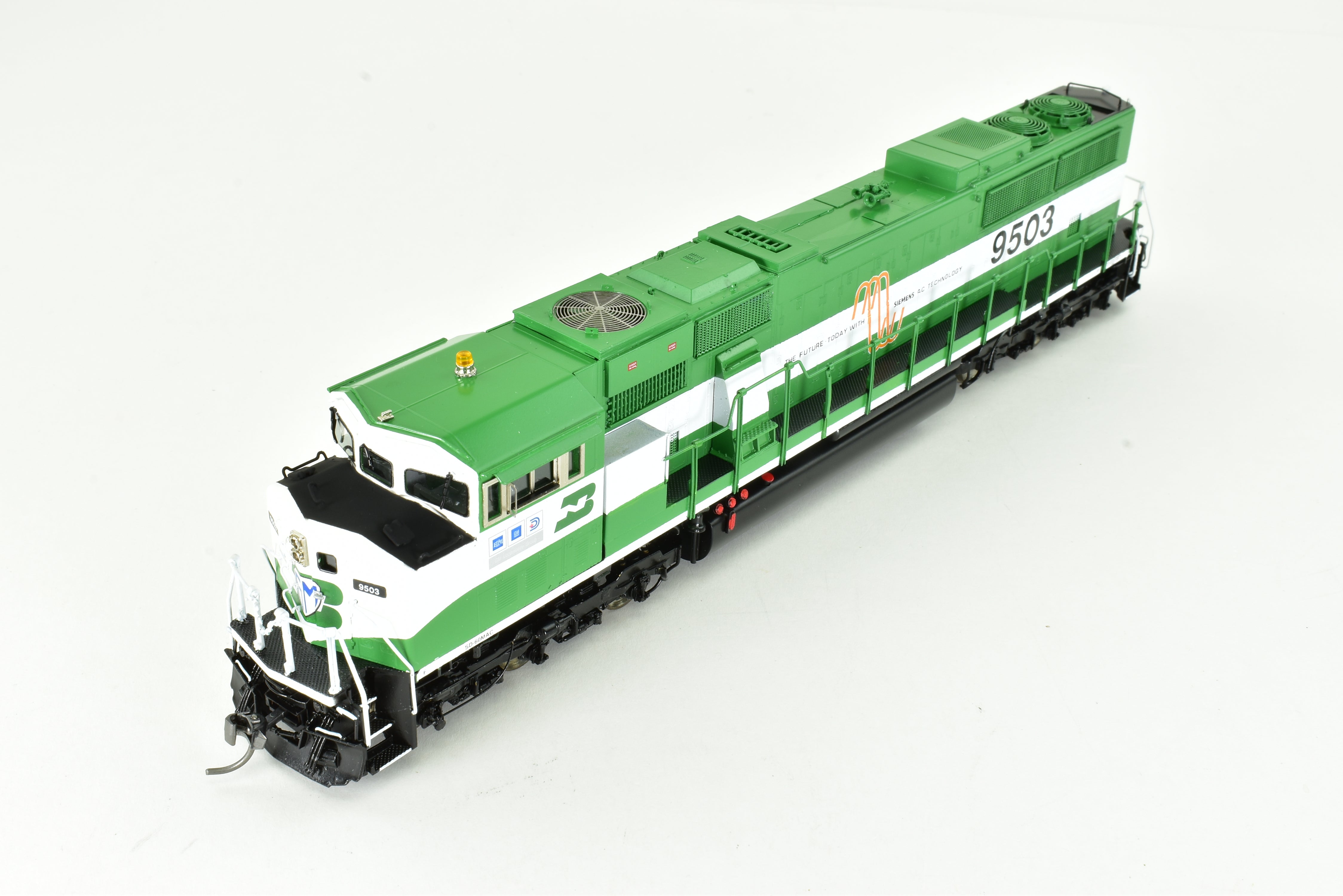 HO Scale Brass Locomotive Model - Overland Models, Inc. Burlington Northern SD60MAC FP No. 9503 with HTCR Trucks