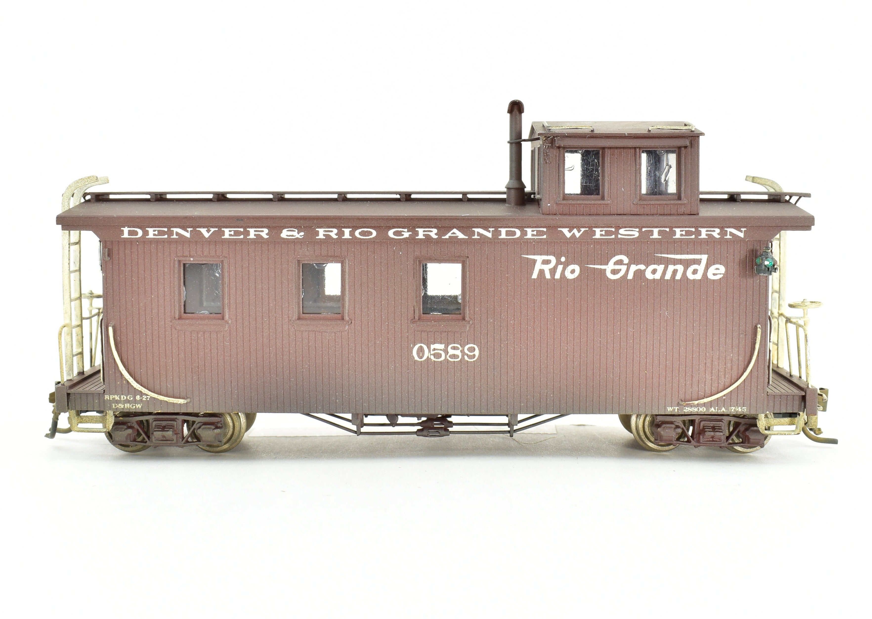HOn3 Custom - Painted Brass Westside Model Co. D&RGW Long Caboose 0589