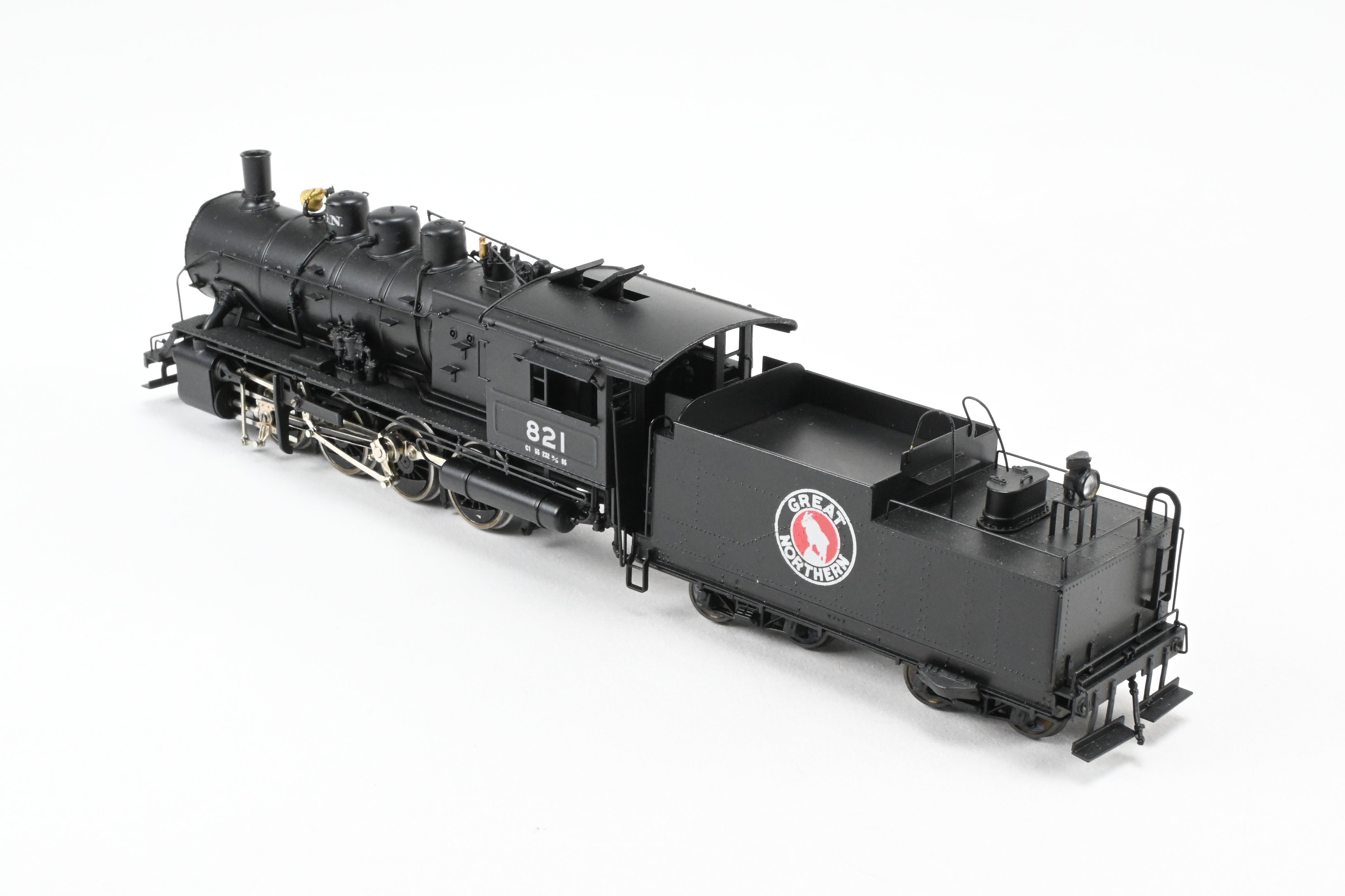 HO Scale Brass Model Train - PFM - Tenshodo Great Northern C - 1 0 - 8 - 0 Switcher Factory Painted Locomotive #821 with TPE Suspension from 1985 Production Run