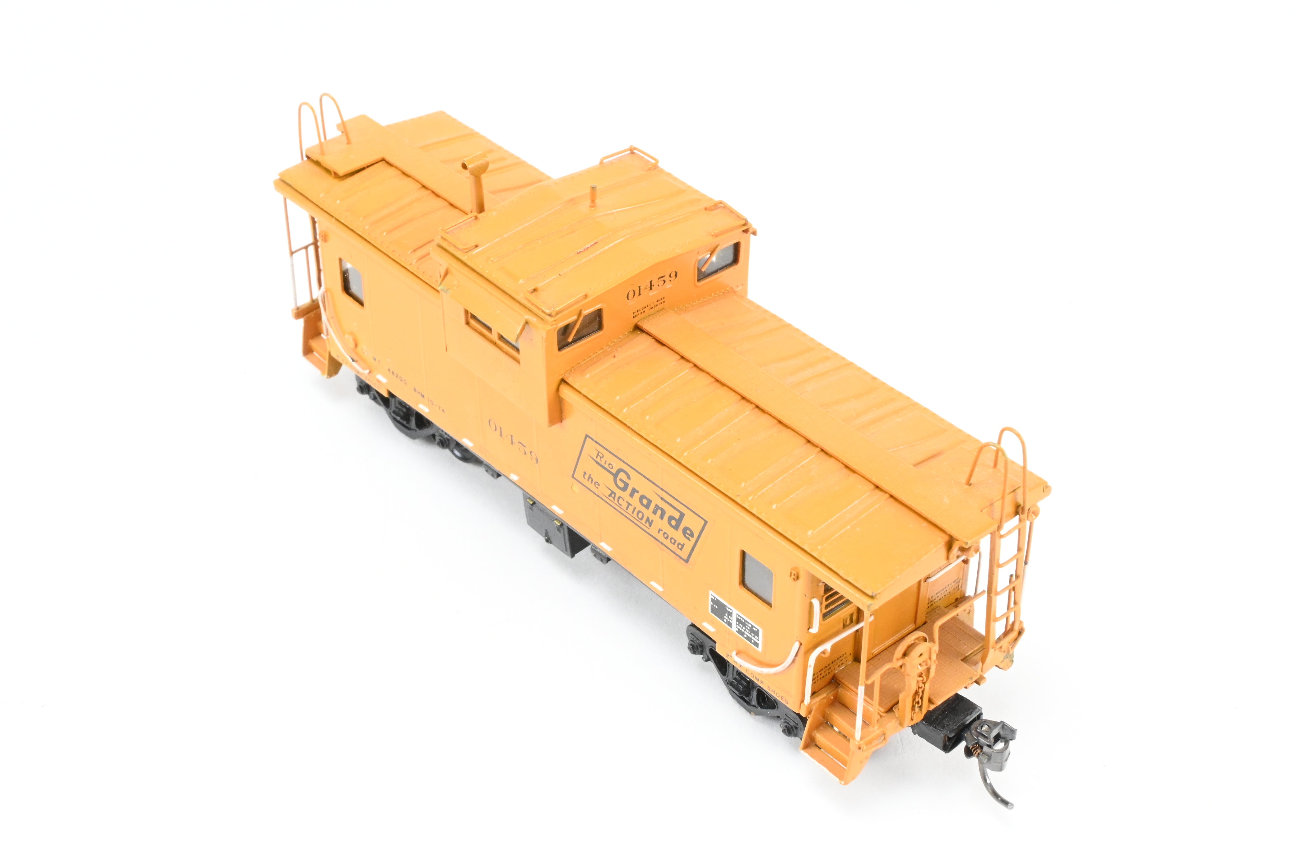 HO Scale Brass Model - Overland Models, Inc. D&RGW - Denver & Rio Grande Western Wide Vision Caboose 1500 Class CP in Vibrant Orange, Numbered 01459 for Model Train Enthusiasts