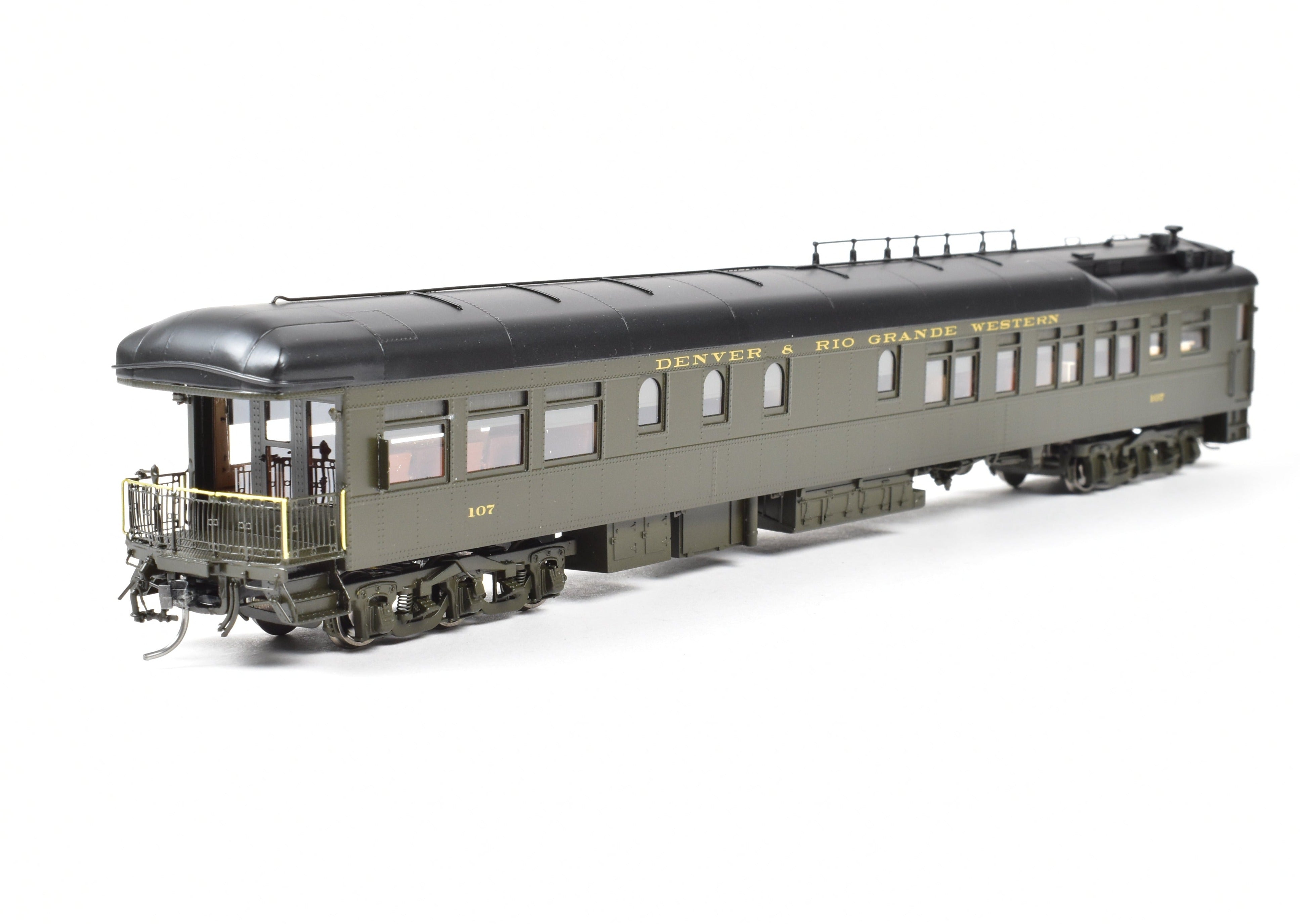 HO NEW Brass North Bank Line D&RGW 107 Business Car in Pullman Green (1951 - 1955)