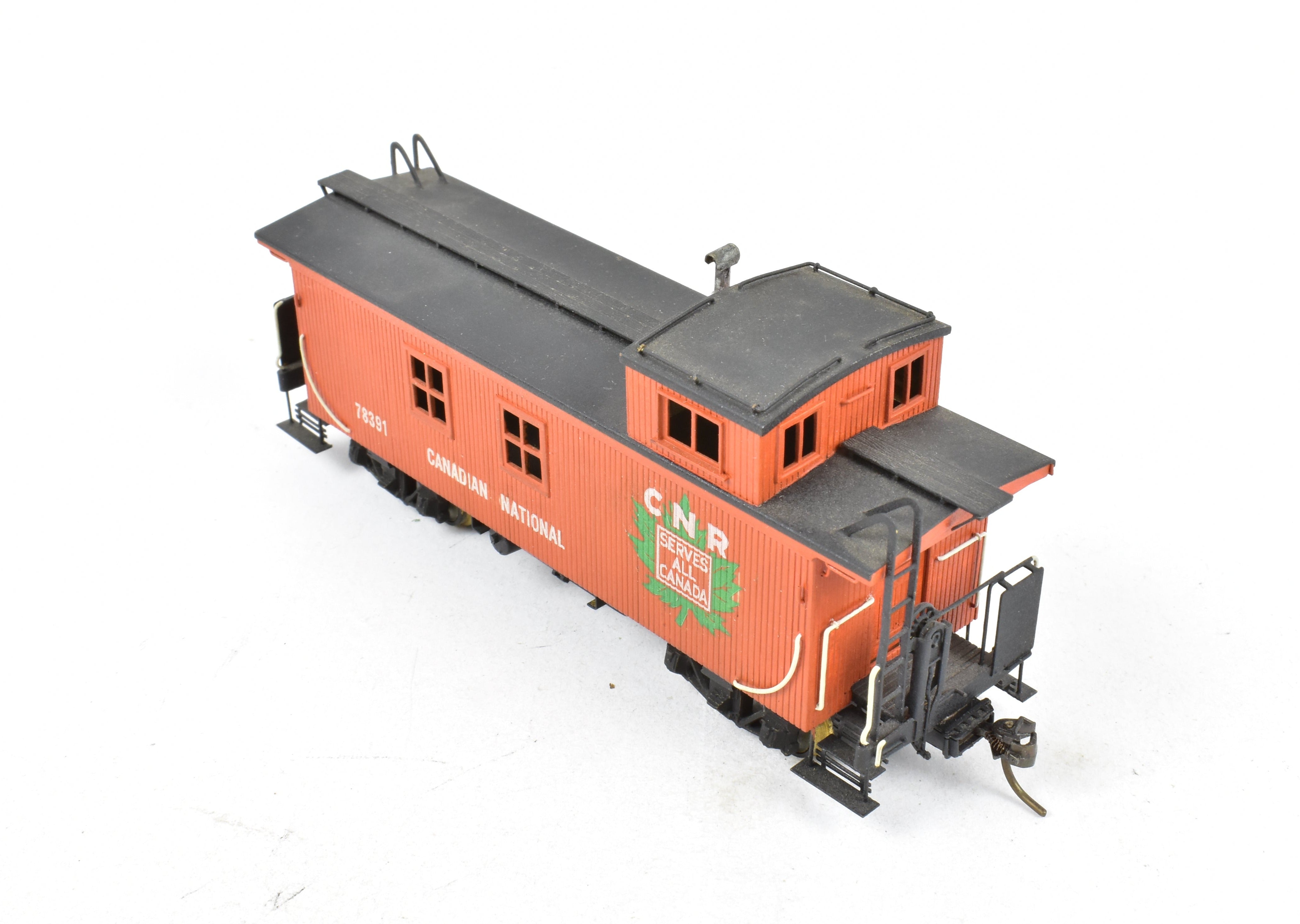 Custom Painted HO Brass PFM Canadian National Railway Wood Caboose #78391 by Van Hobbies