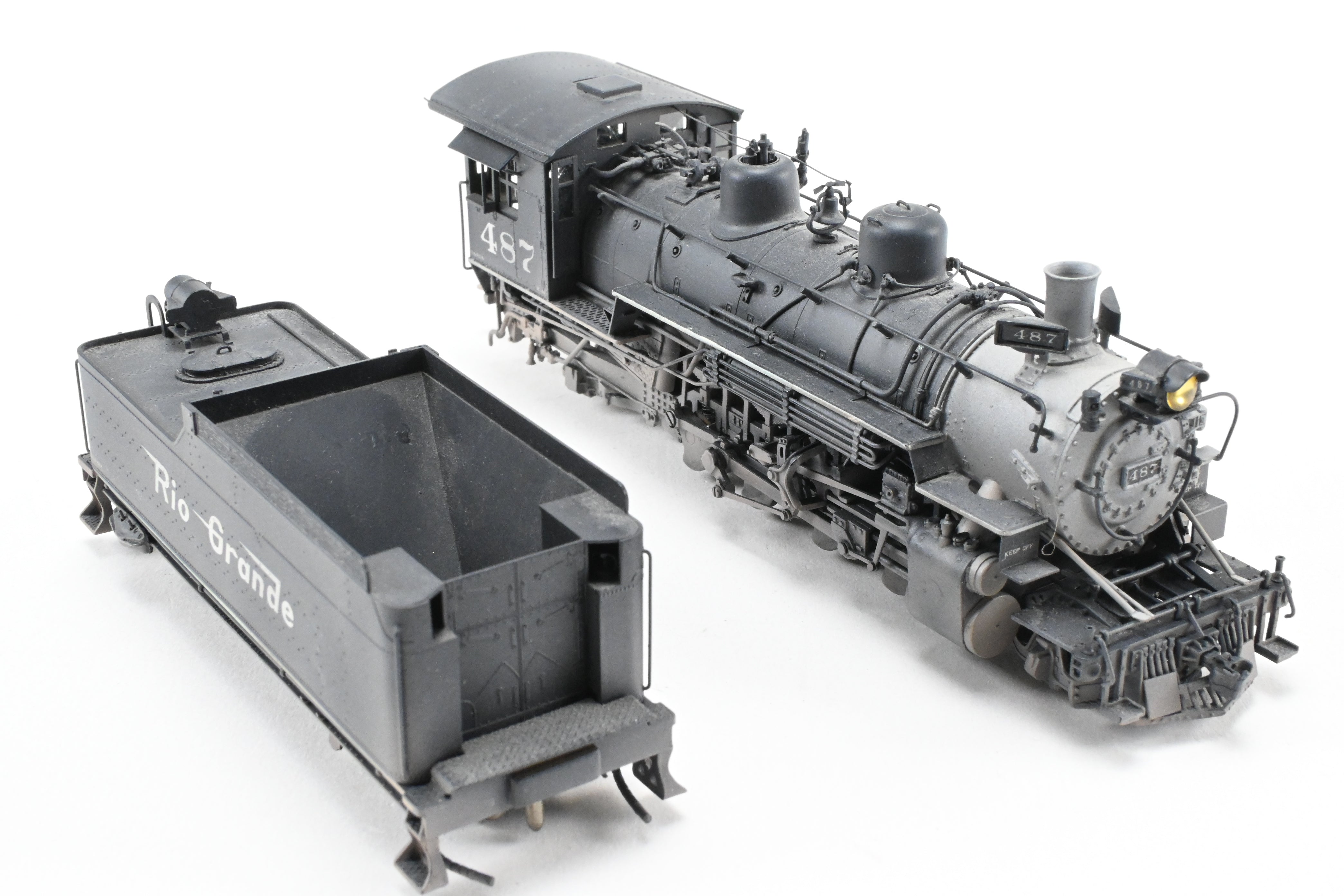 HOn3 Scale Brass Precision Model Train - Denver & Rio Grande Western K-36 CP No. 487 Flying Grande with Weathered Finish by Precision Scale Co.