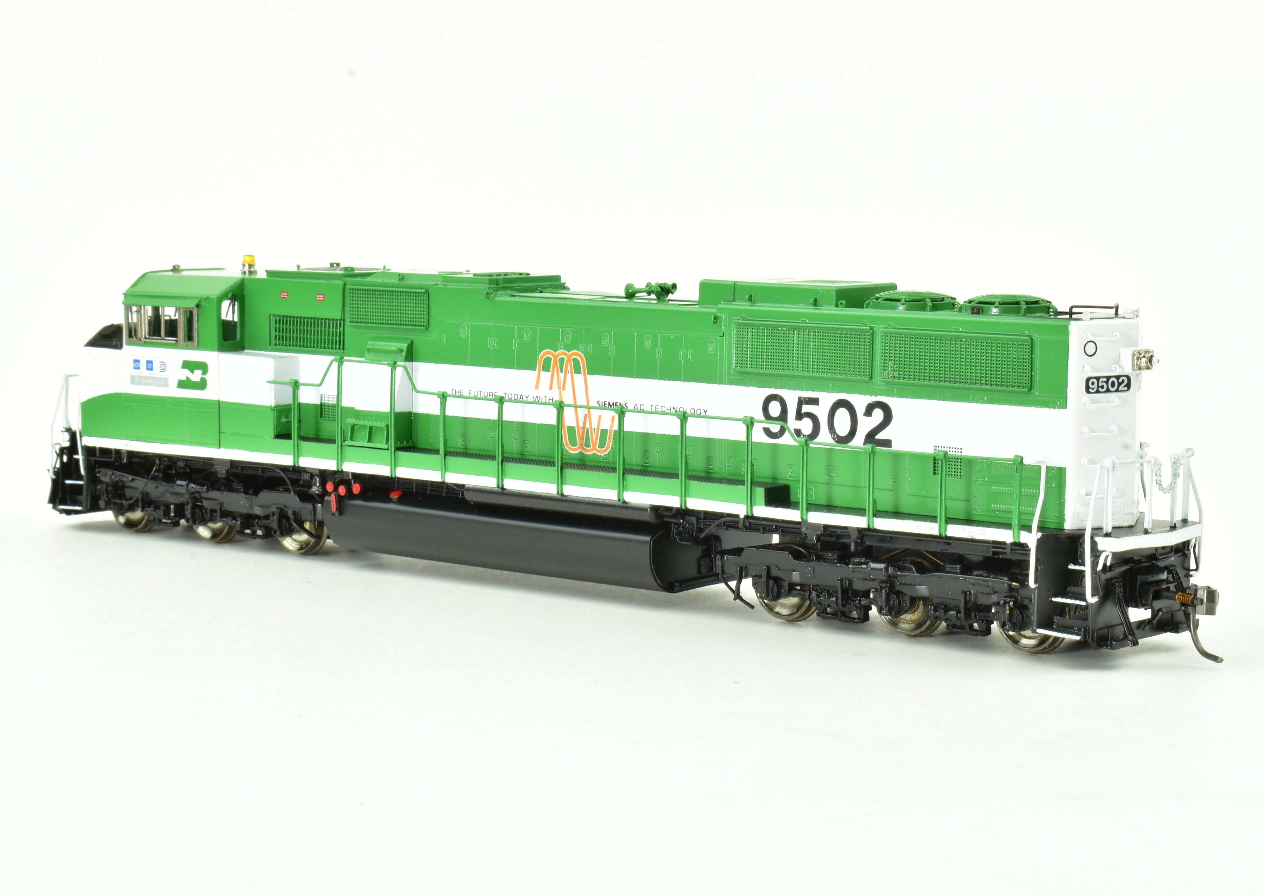 HO Scale Brass BN SD60MAC FP No. 9502 by Overland Models with HTCR Trucks