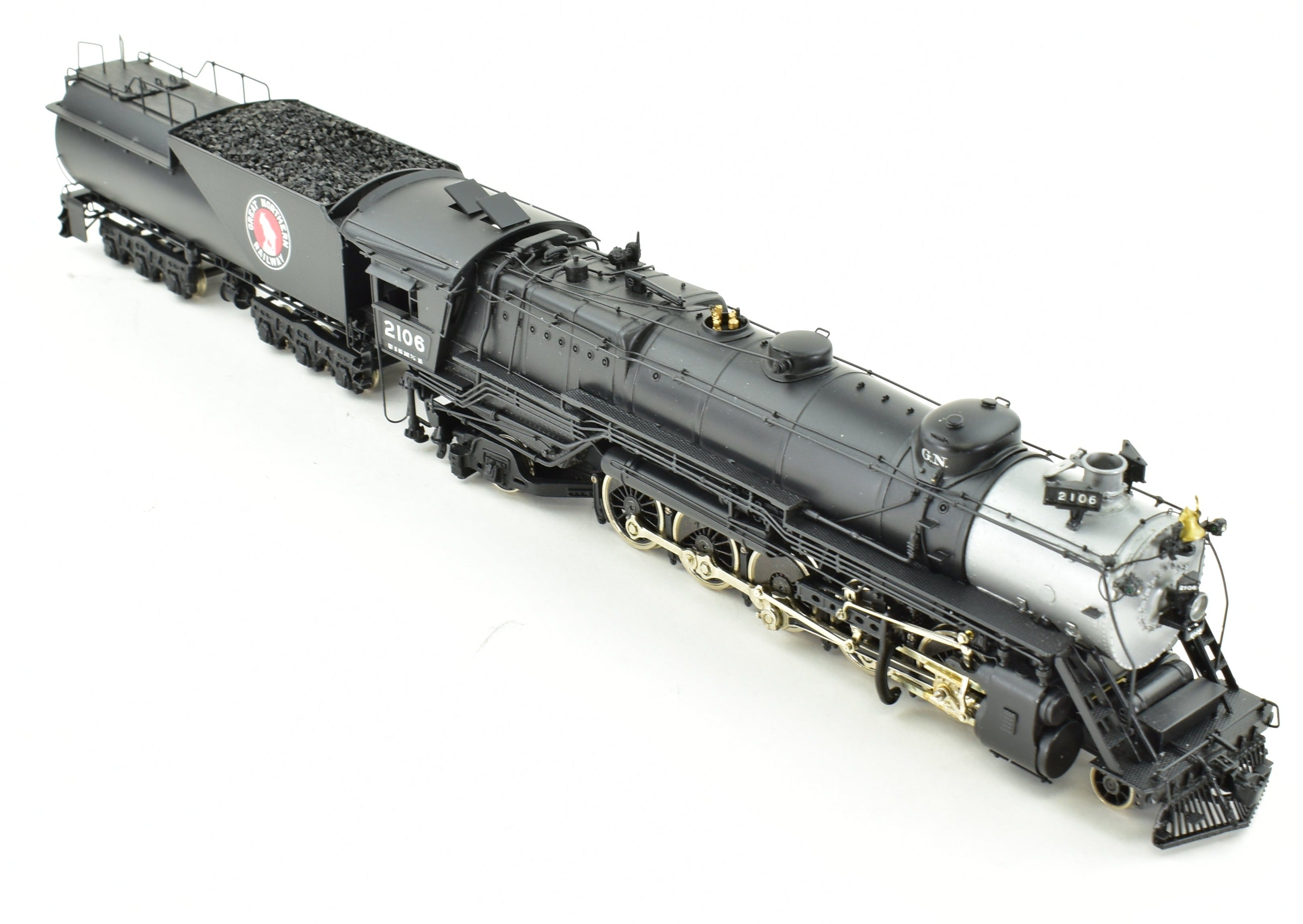 High - Quality HO Scale Brass Model Train CON PFM - Tenshodo GN - Great Northern 2 - 10 - 2 Class Q - 1 Factory - Painted Model from 1984 Production Run