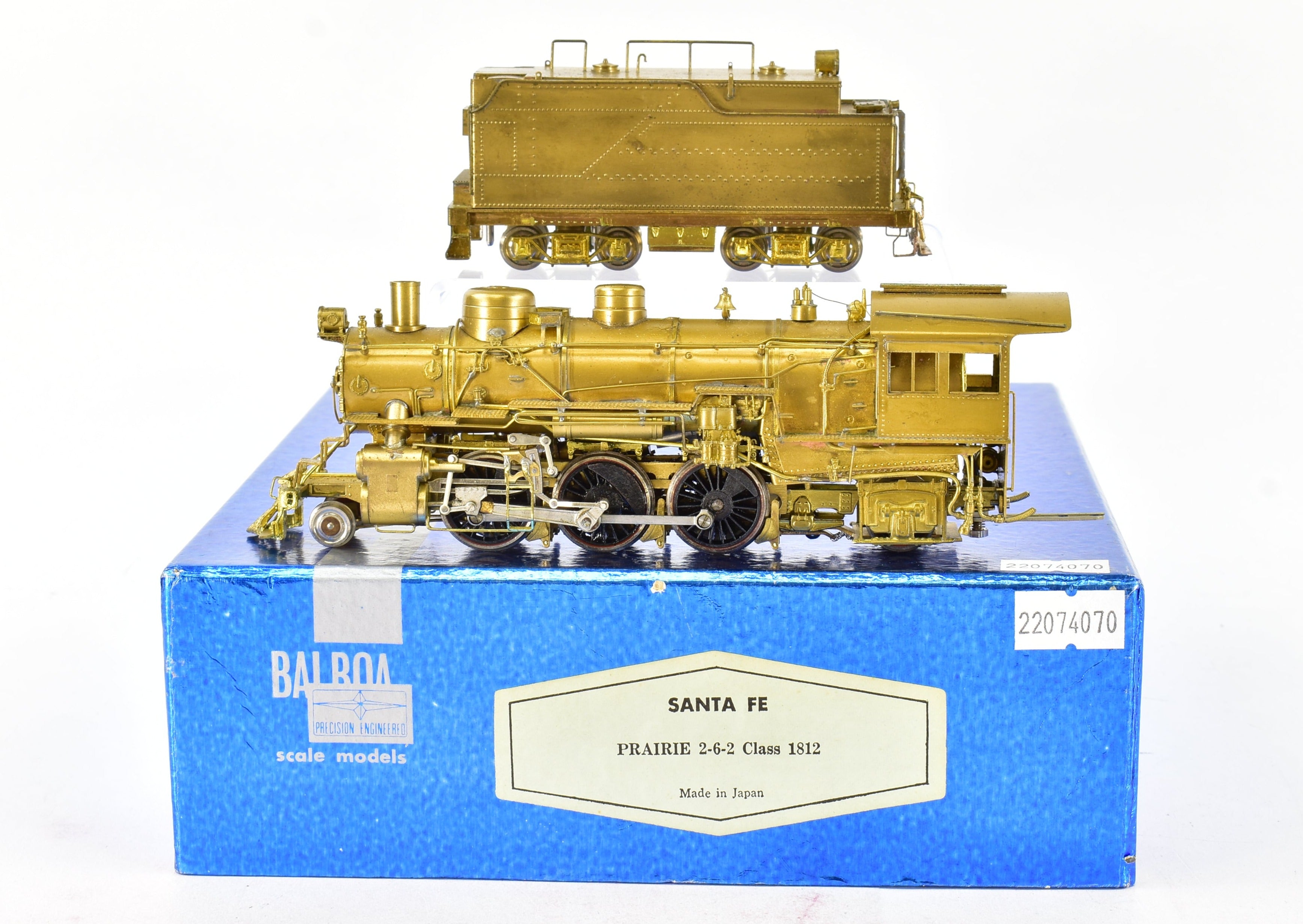 HO Scale Brass Balboa ATSF - Santa Fe 2-6-2 Prairie Class Steam Locomotive Model 1812 with Mild Foam Damage