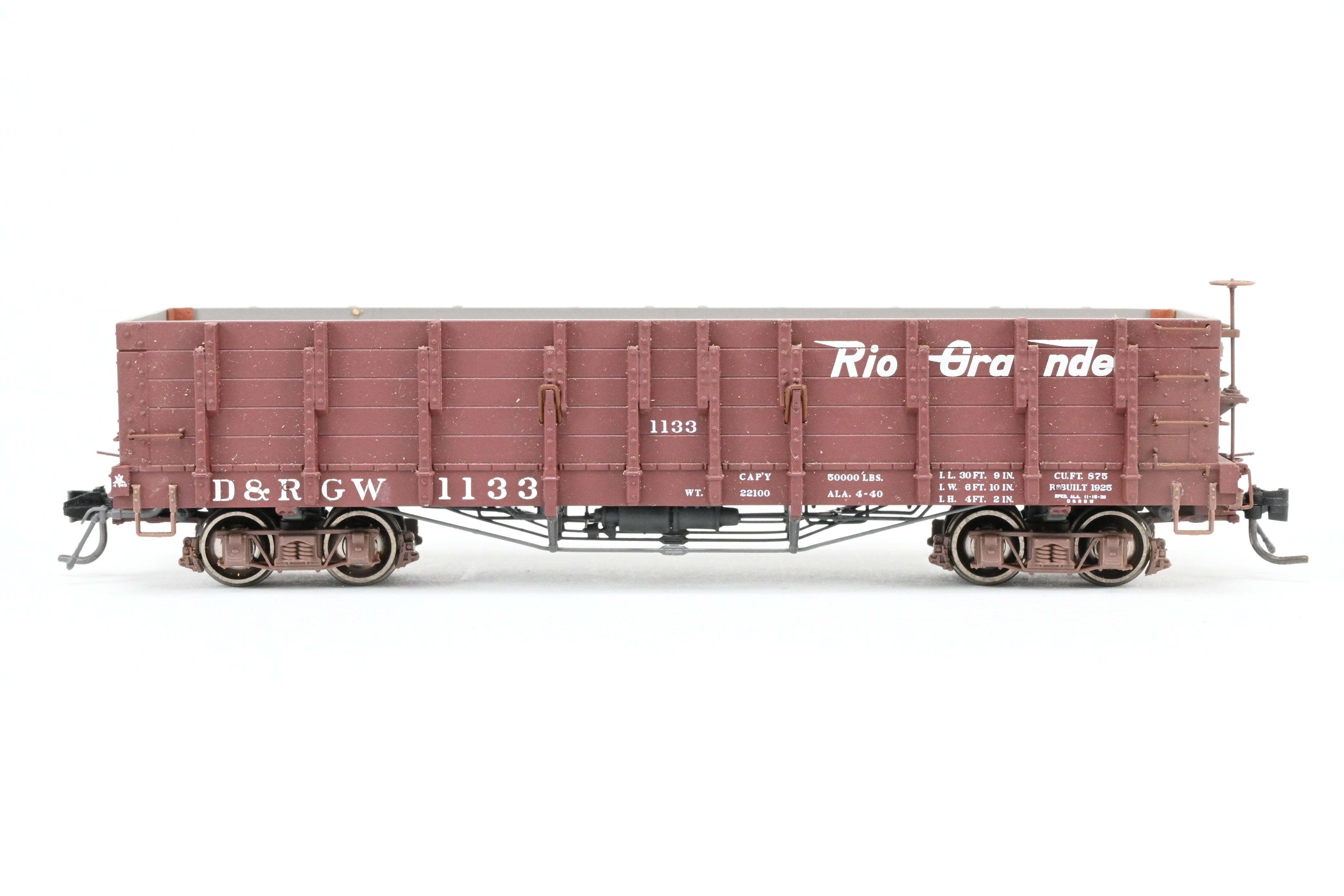 HOn3 Blackstone Models D&RGW Brown High Side Gondola No. 1133 with Flying Grande Herald