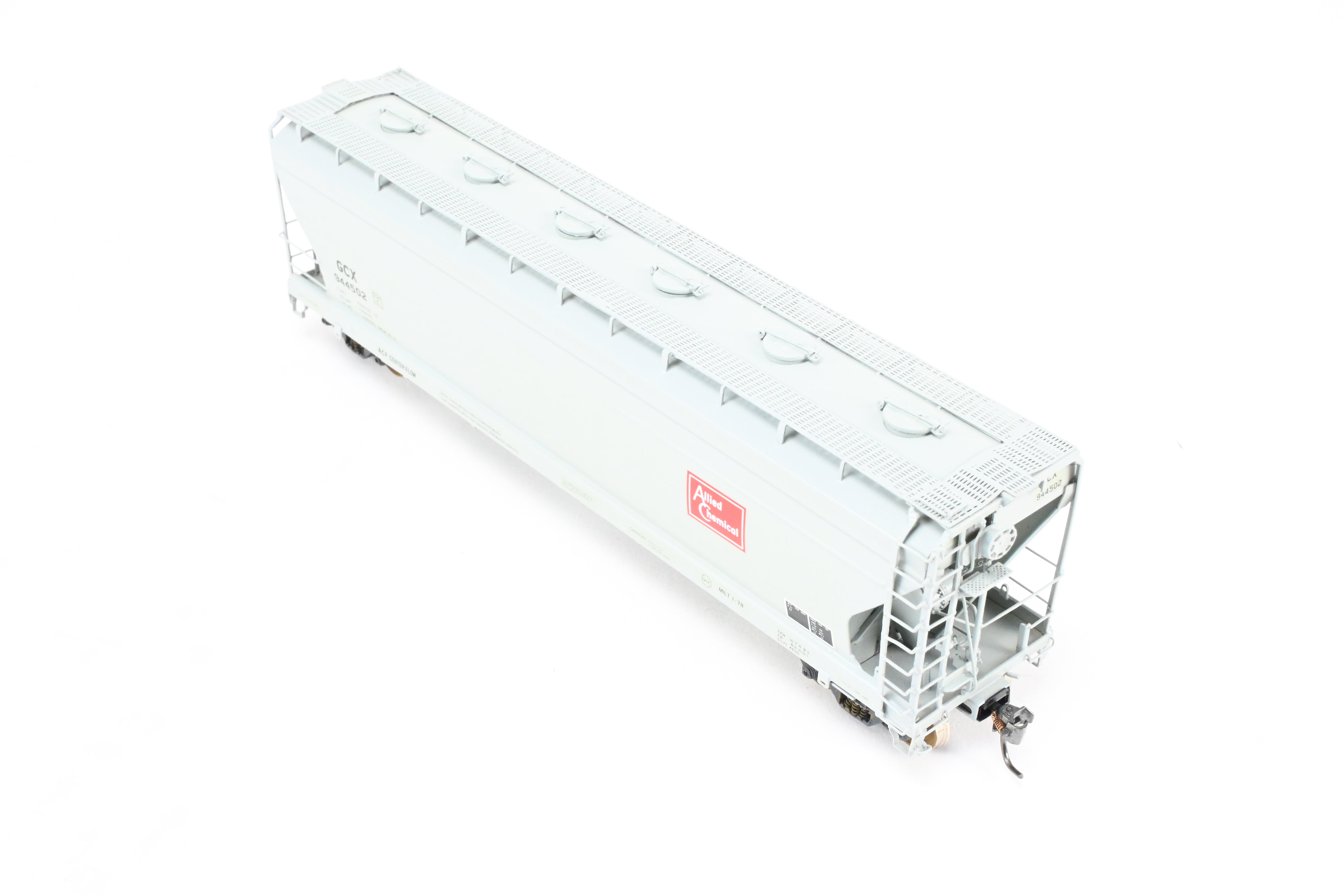 HO Scale Brass Model - Overland Models, Inc. Various Roads ACF 3 - Bay Counterflow 4650 Cubic Feet Covered Hopper Railway Model with 6 Round Hatches for CP Allied Chemical #944502