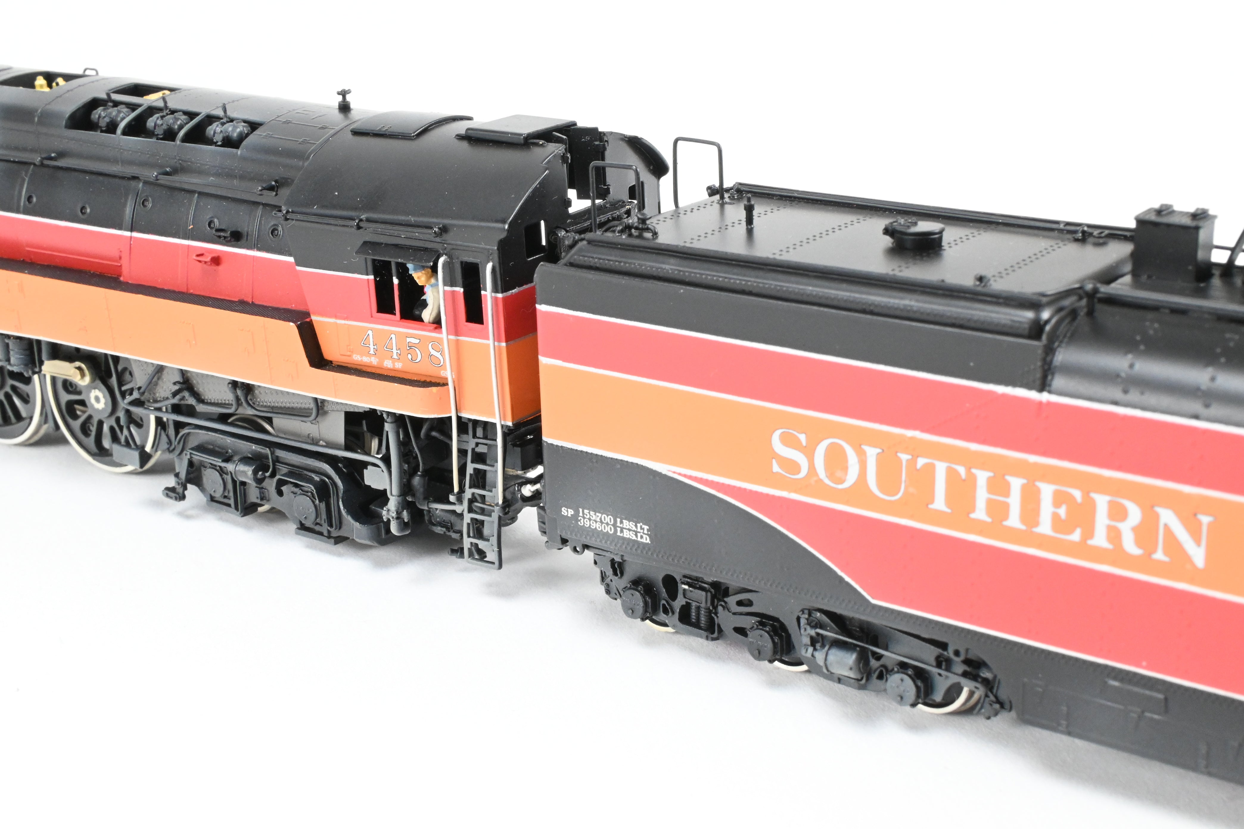 HO Scale Brass Model Train CON Key Imports SP - Southern Pacific GS - 5 4 - 8 - 4 Late Daylight Custom Series #84 Road No. 4458 with Light Weathering and PFM Sound Function