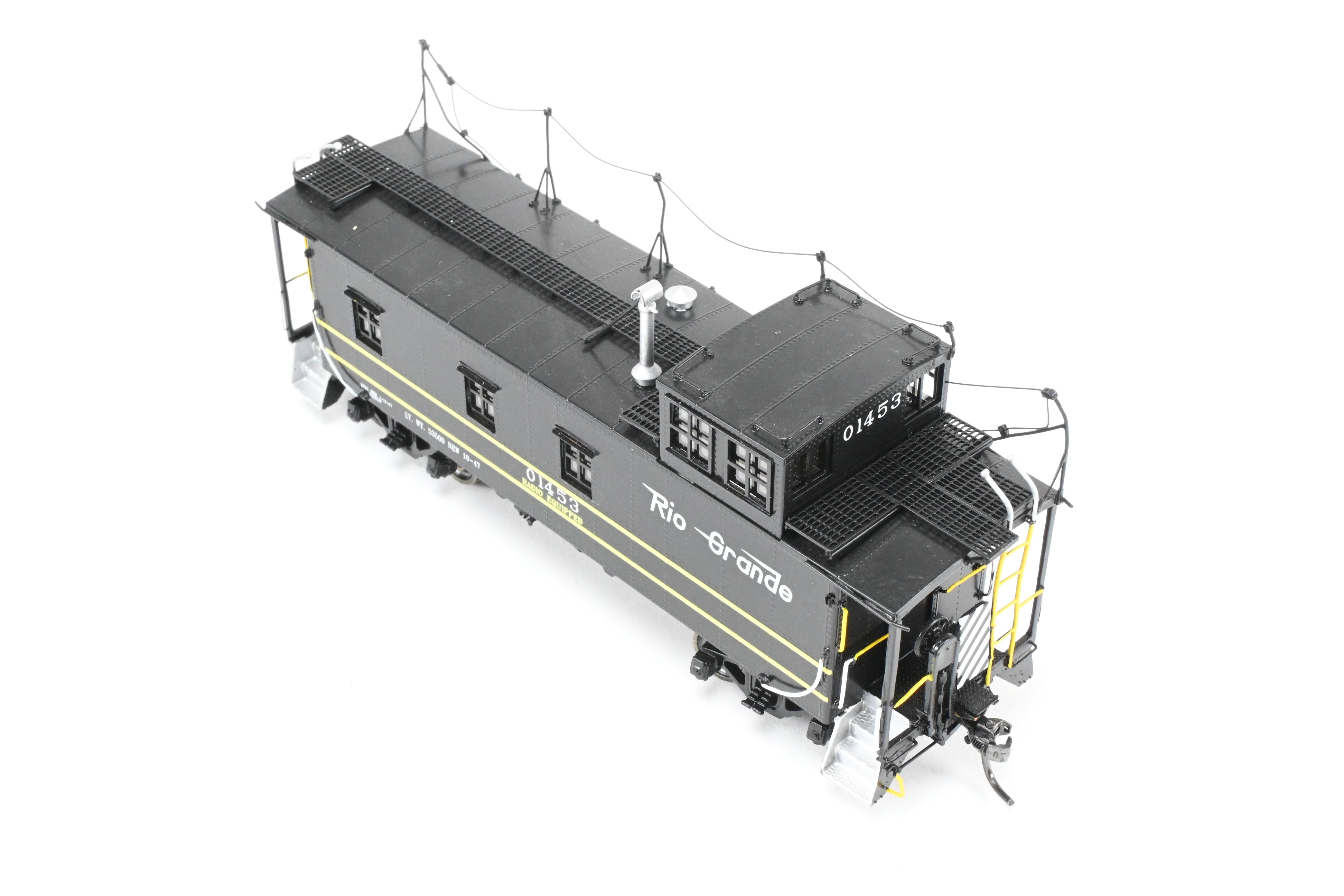 High - Quality HO Scale Brass Model Railroad Caboose by The Joint Line Co. - Denver & Rio Grande Original Riveted Steel Caboose Limited Edition FP Number 01453 with Antenna