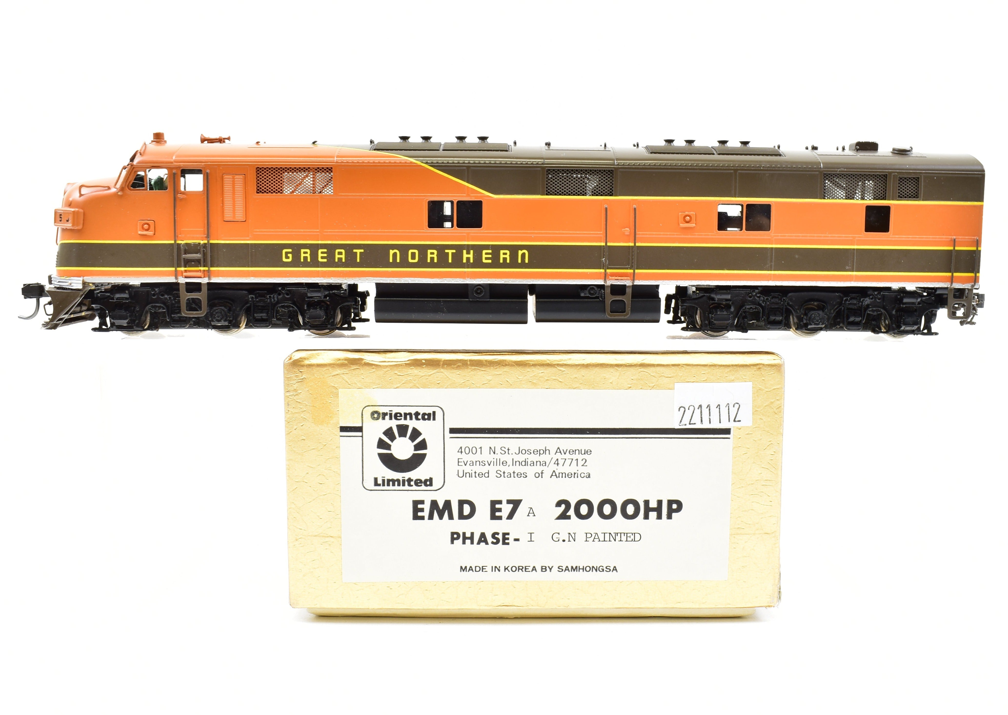 HO Scale Brass Oriental Limited Model Train - Great Northern EMD E7A 2000 HP Standard Factory Painted Locomotive #502