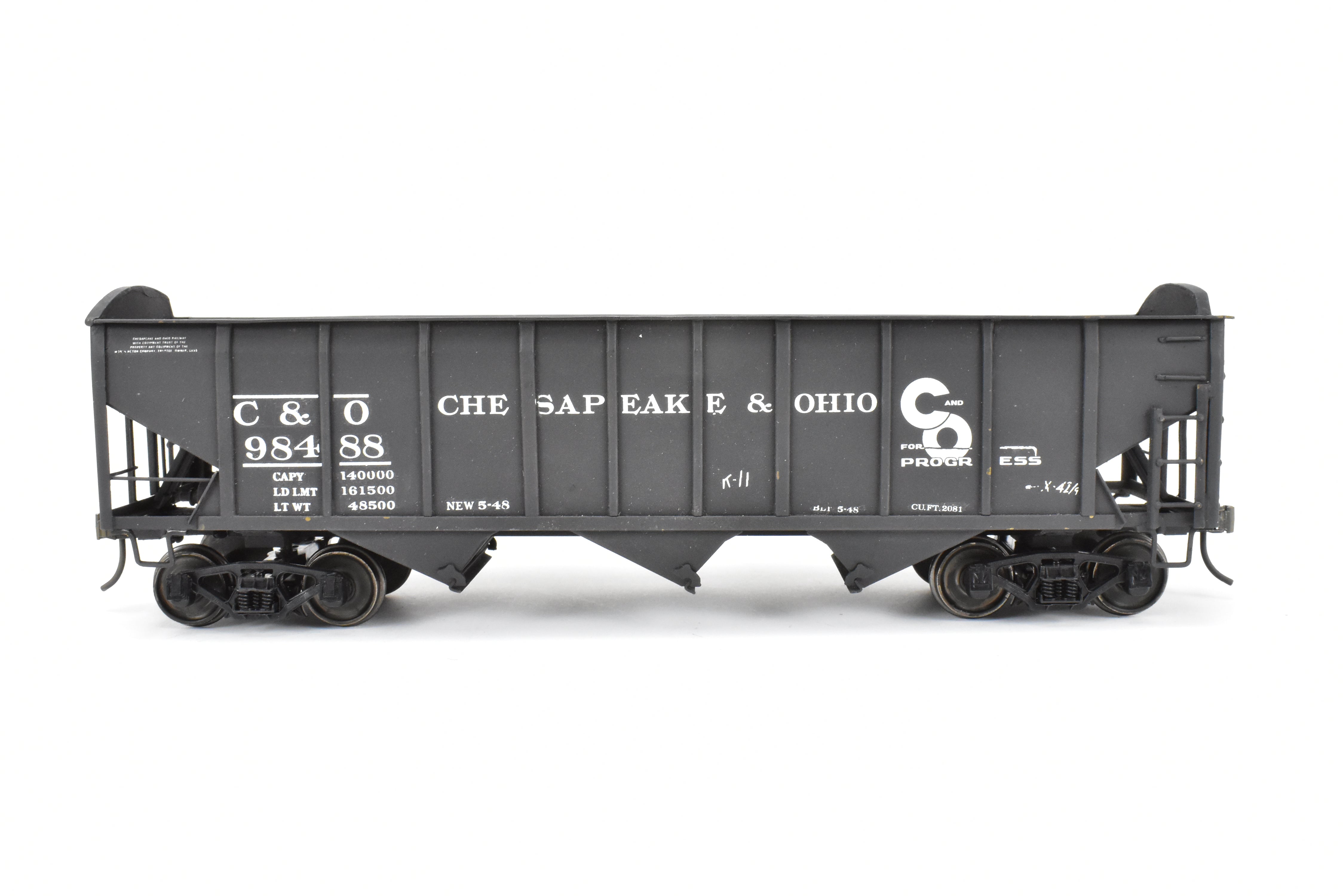 O Scale Custom Painted C&O Brass US Hobbies ACF Welded Triple Hopper #98488