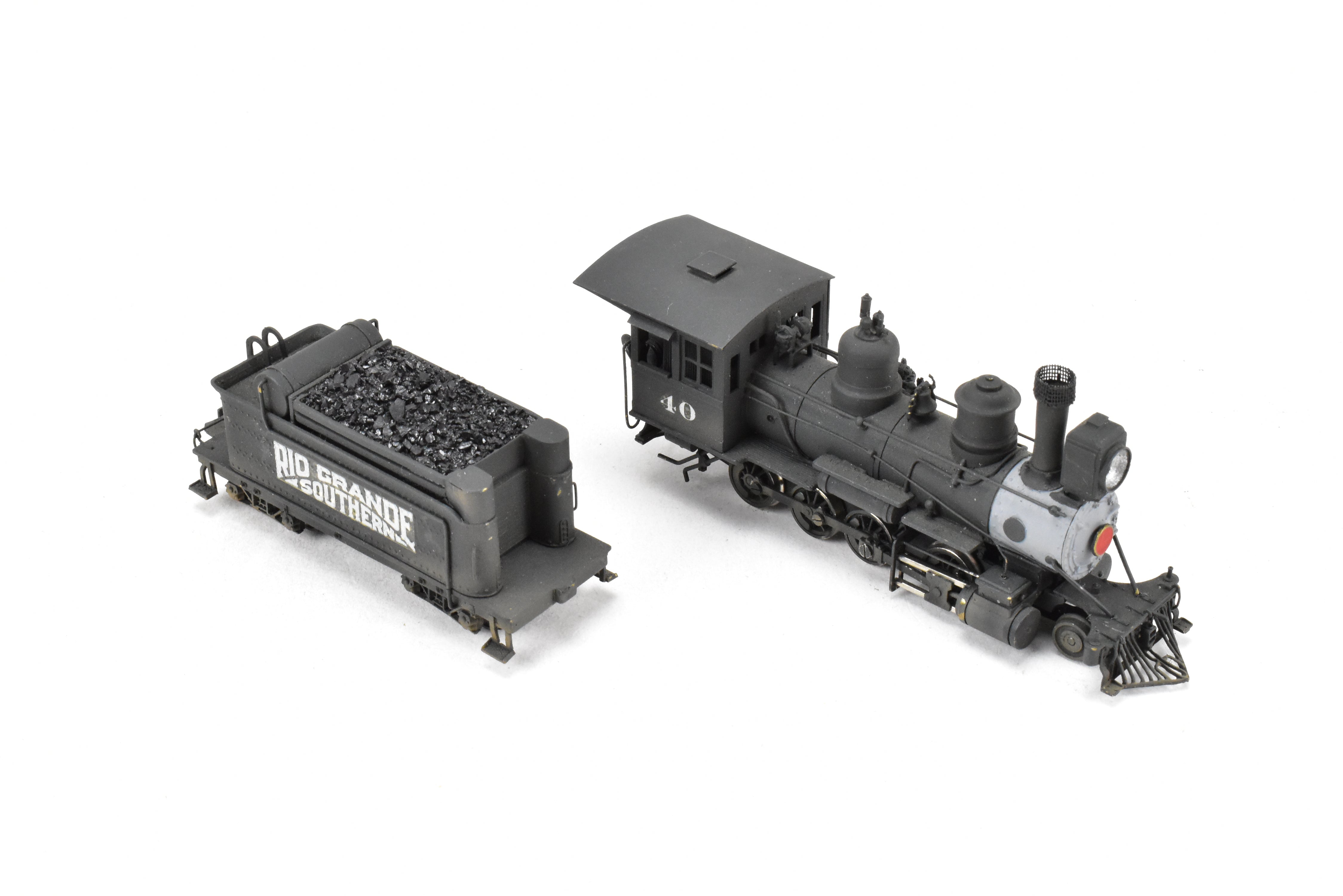 HOn3 Scale Brass Balboa Model Train - Rio Grande Southern C - 19 #40 2 - 8 - 0 Locomotive with Light Weathering and Added Details